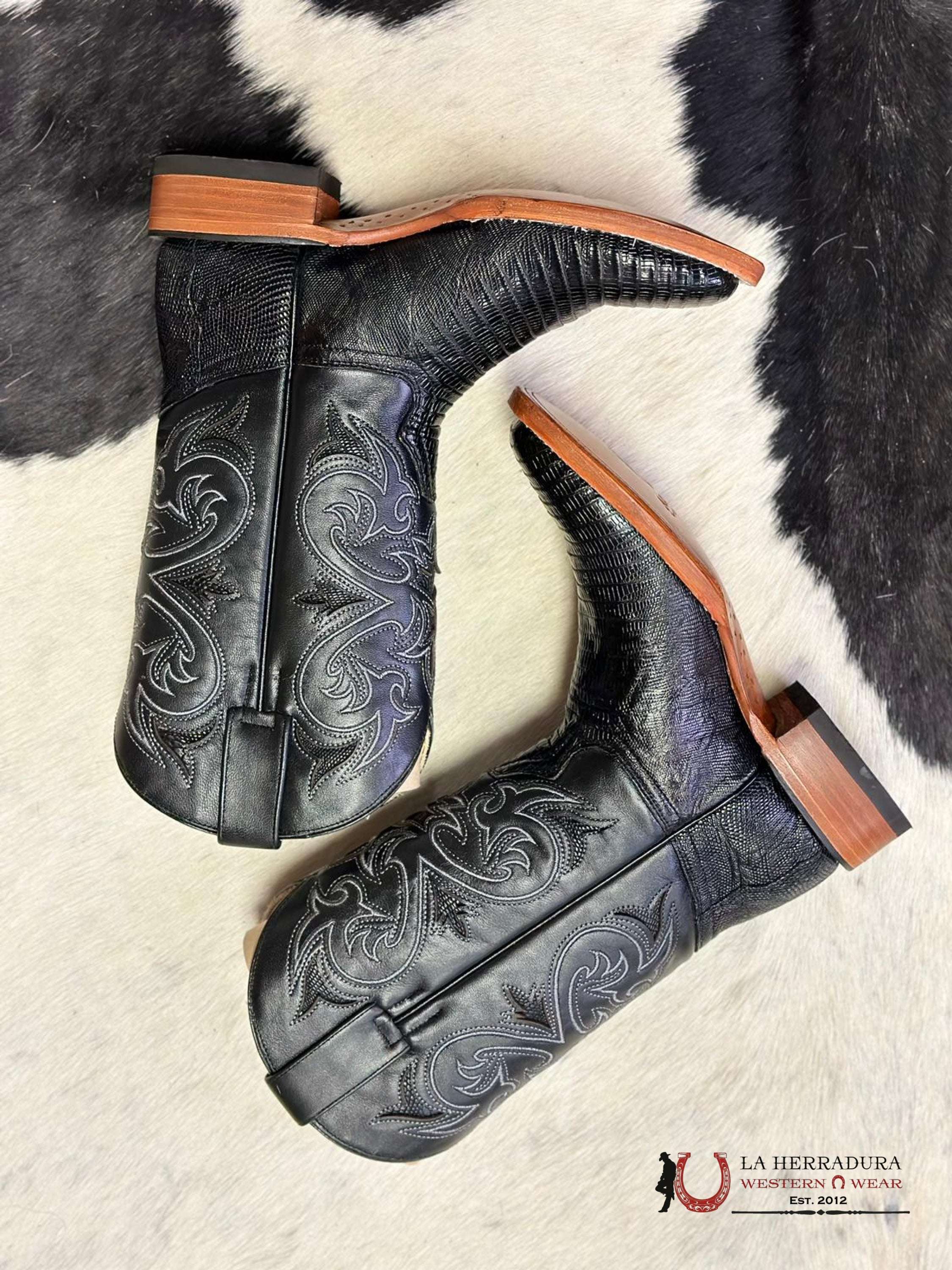Arango Boots Pro-Rodeo Exotic Lizard Black Botas Hombres