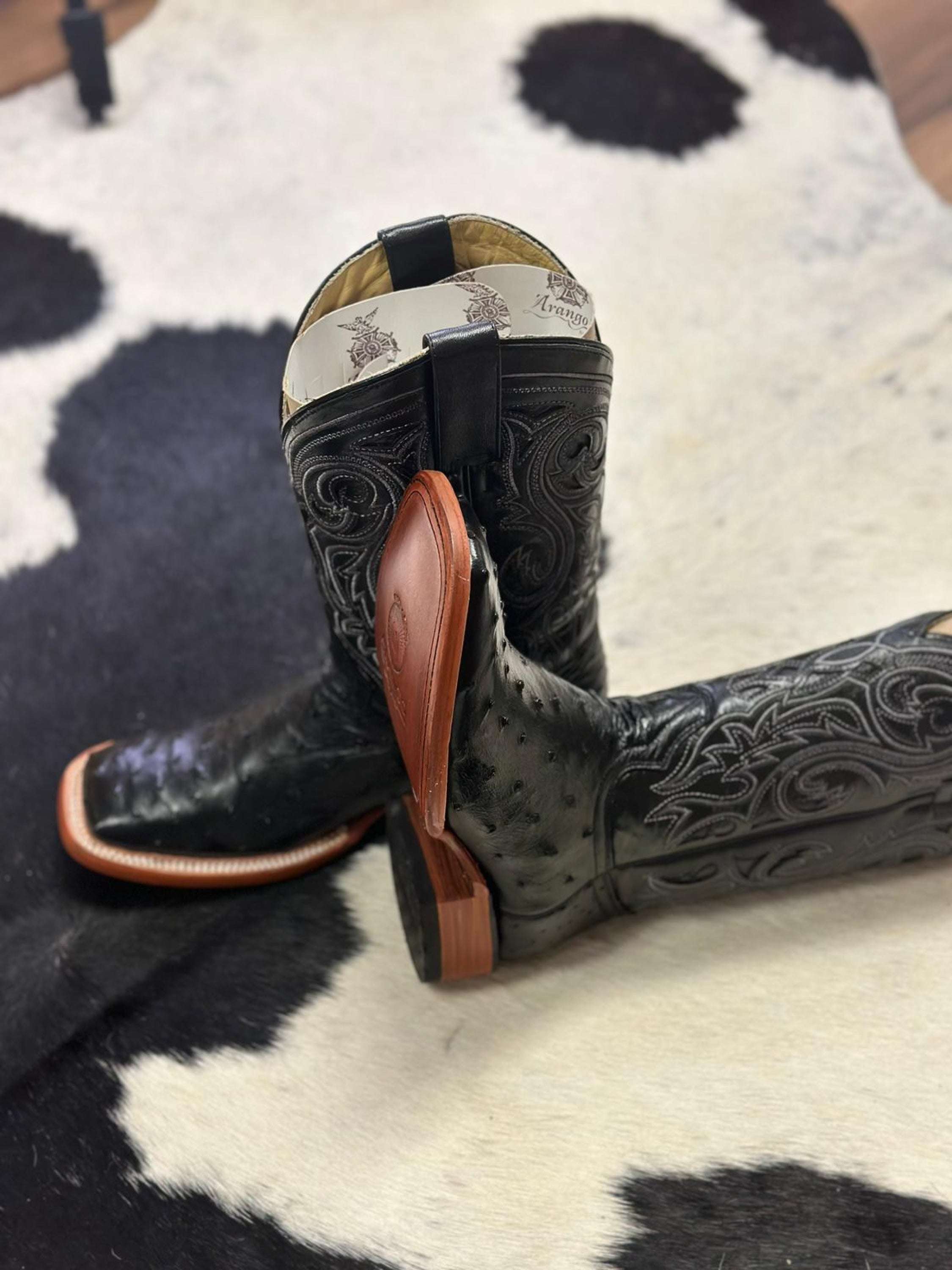 Arango Boots Pro-Rodeo Exotic Ostrich Black Botas Hombres