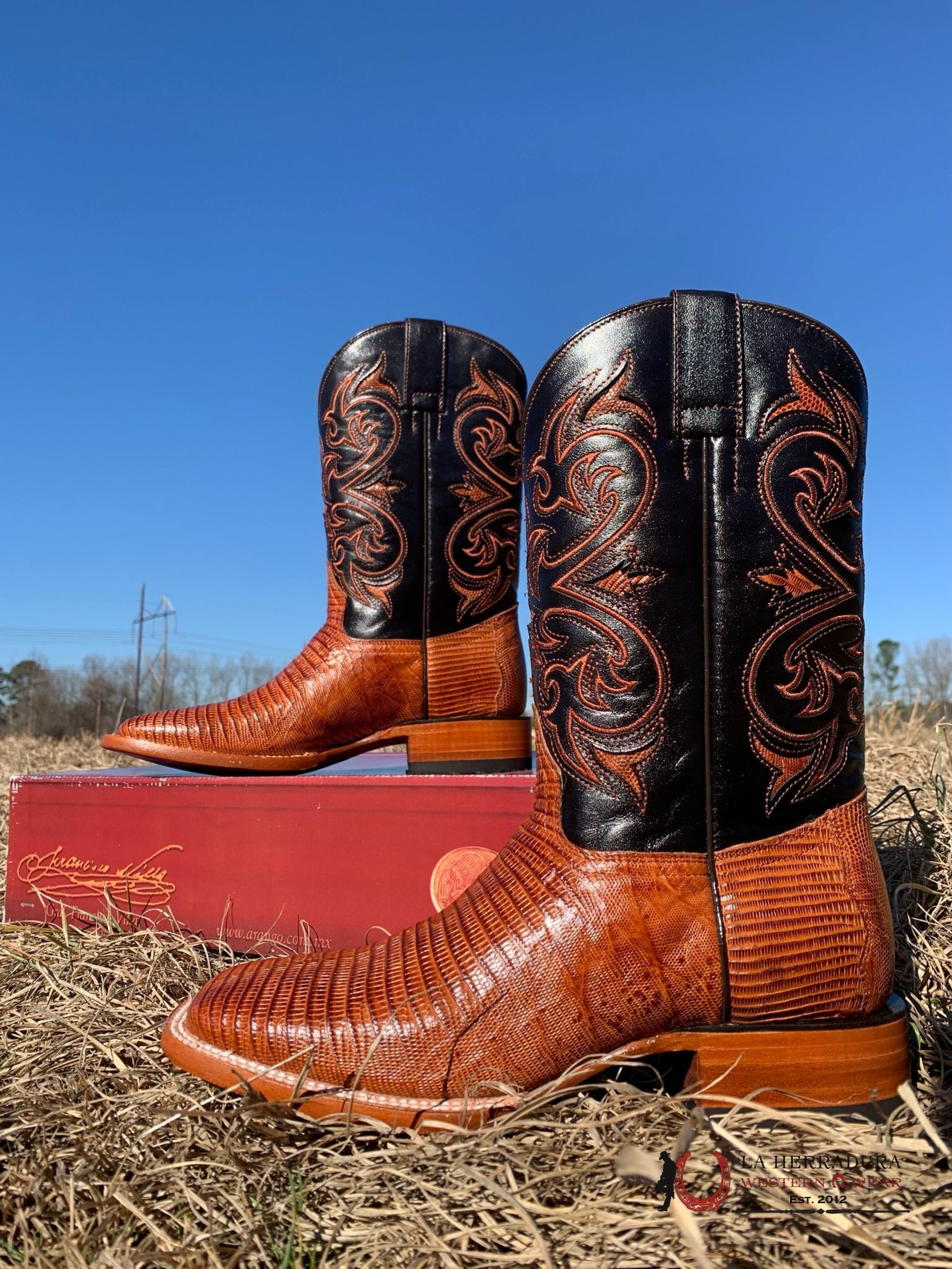 Arango Boots Pro-Rodeo Exotic Lizard Coñgac Botas Hombres