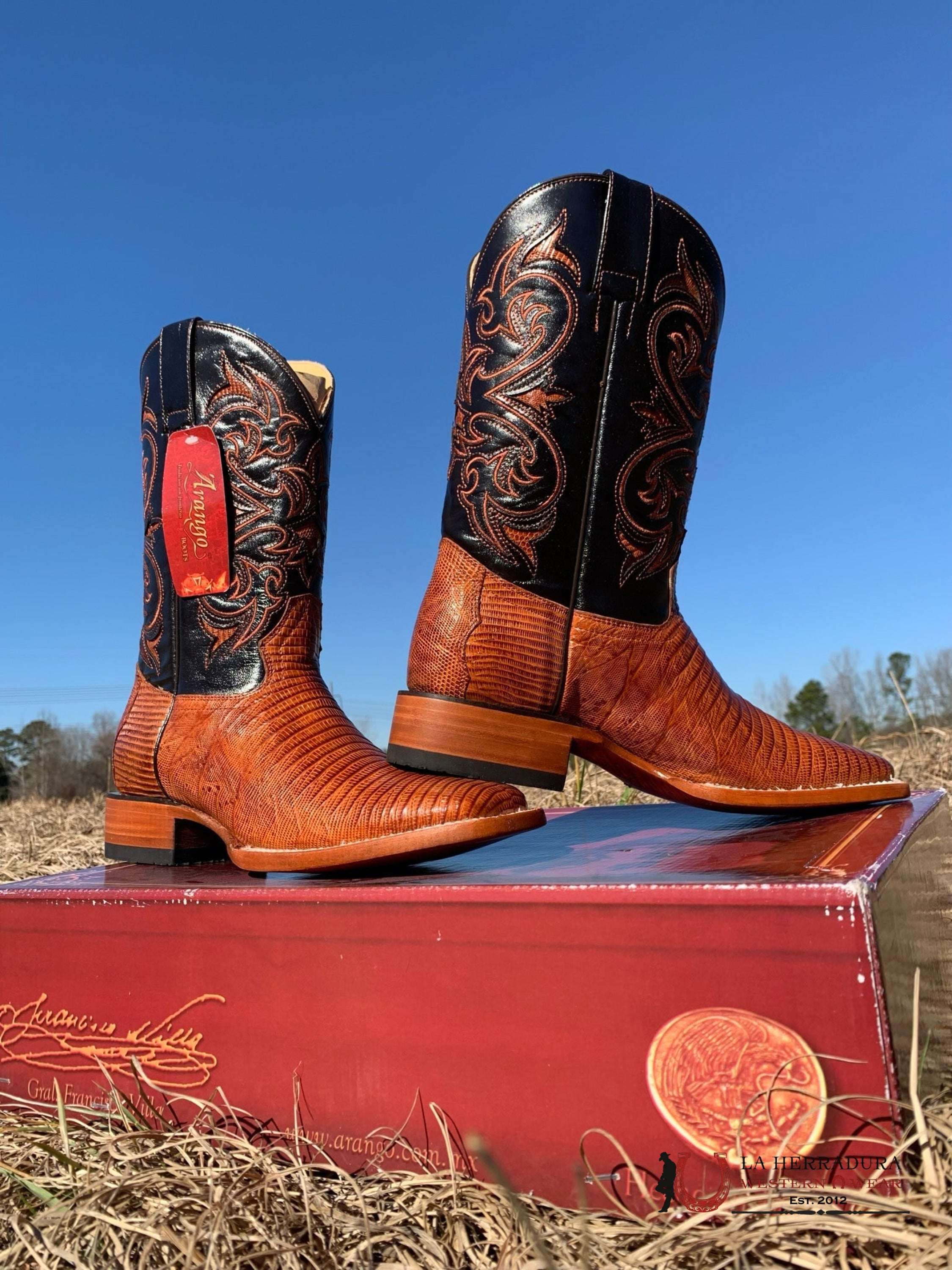Arango Boots Pro-Rodeo Exotic Lizard Coñgac Botas Hombres