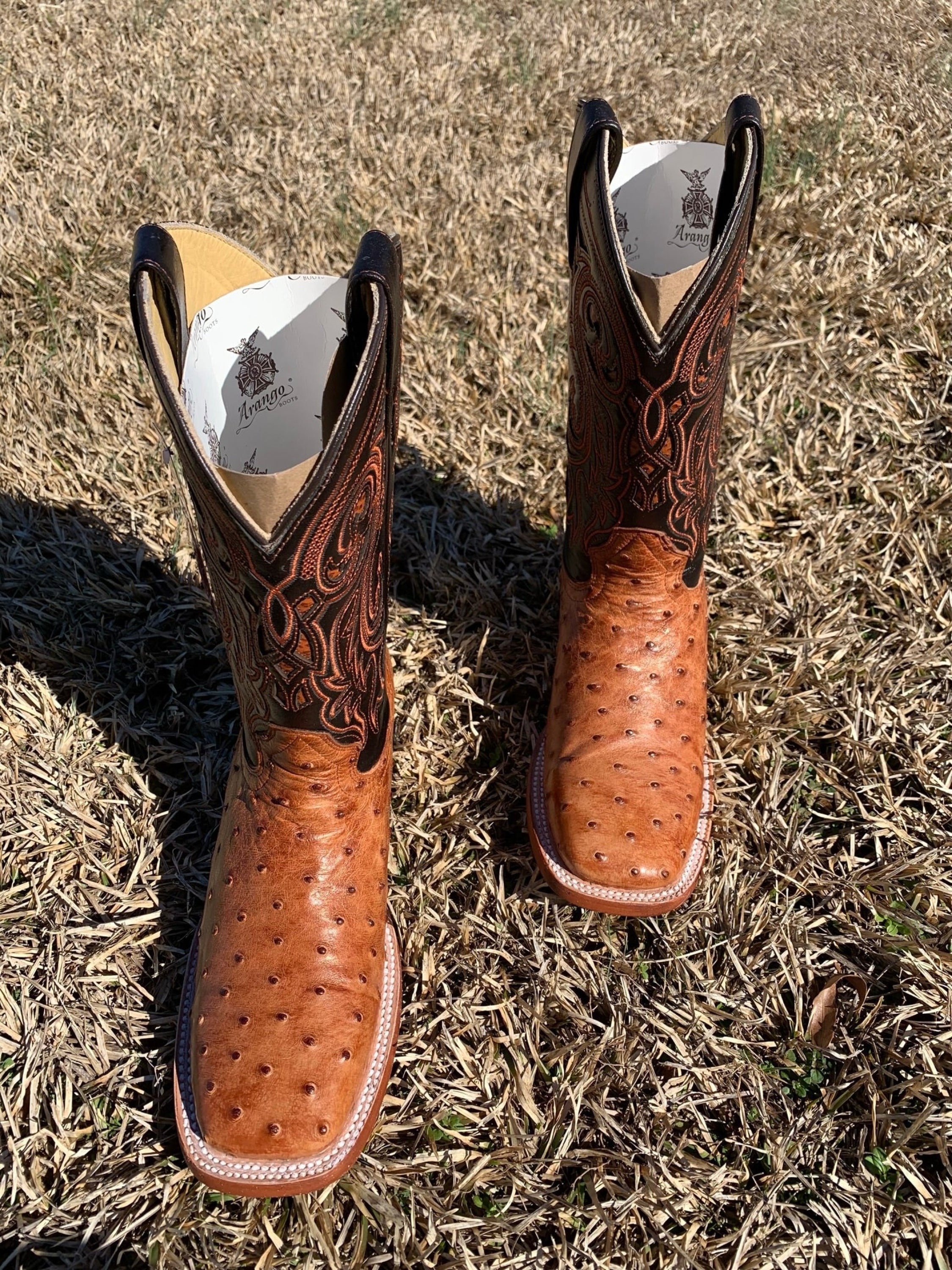 Arango Boots Pro-Rodeo Exotic Ostrich Coñag Botas Hombres