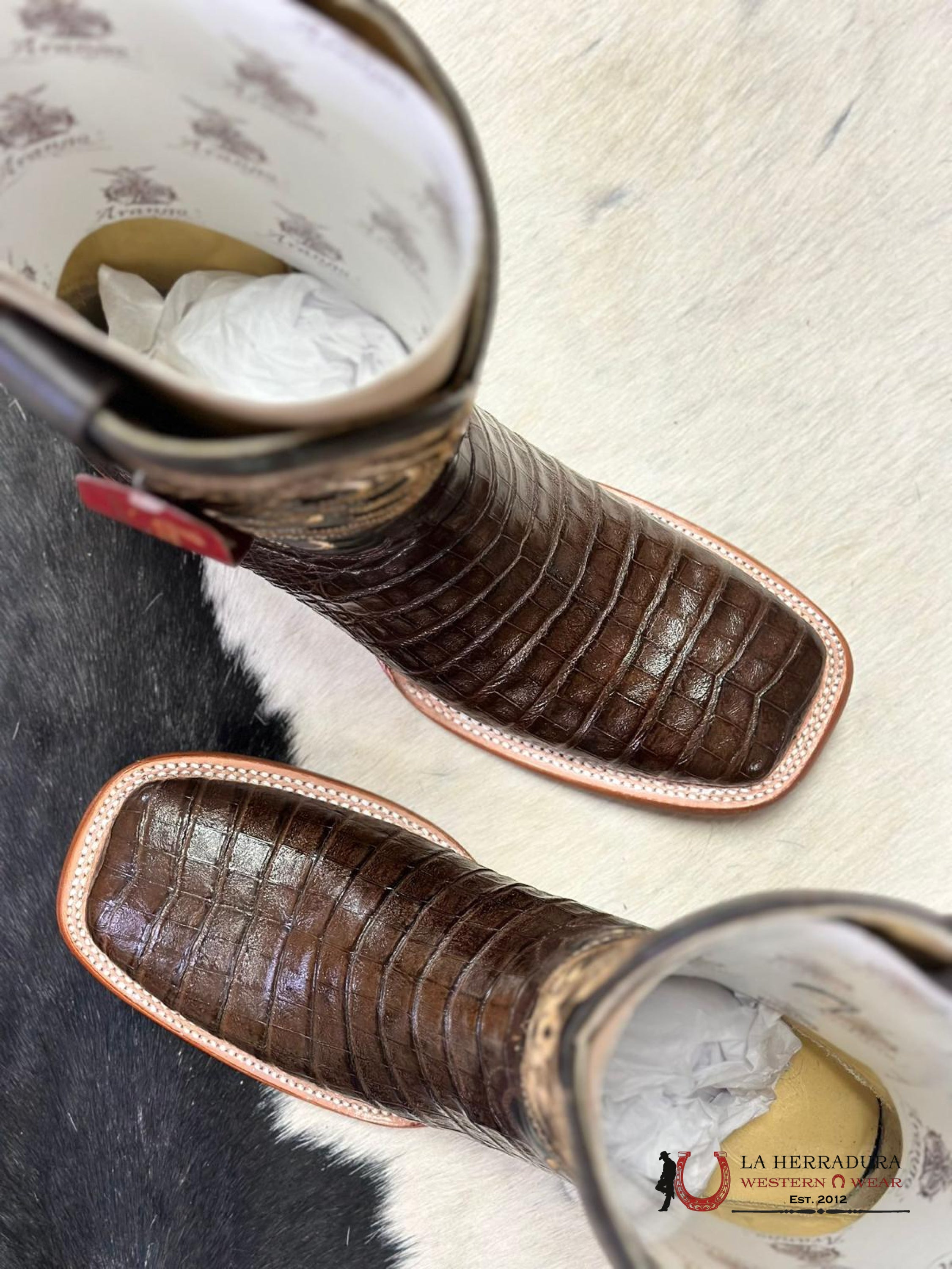 Arango Boots Pro-Rodeo Exotic Coco Belly Tabaco Botas Hombres