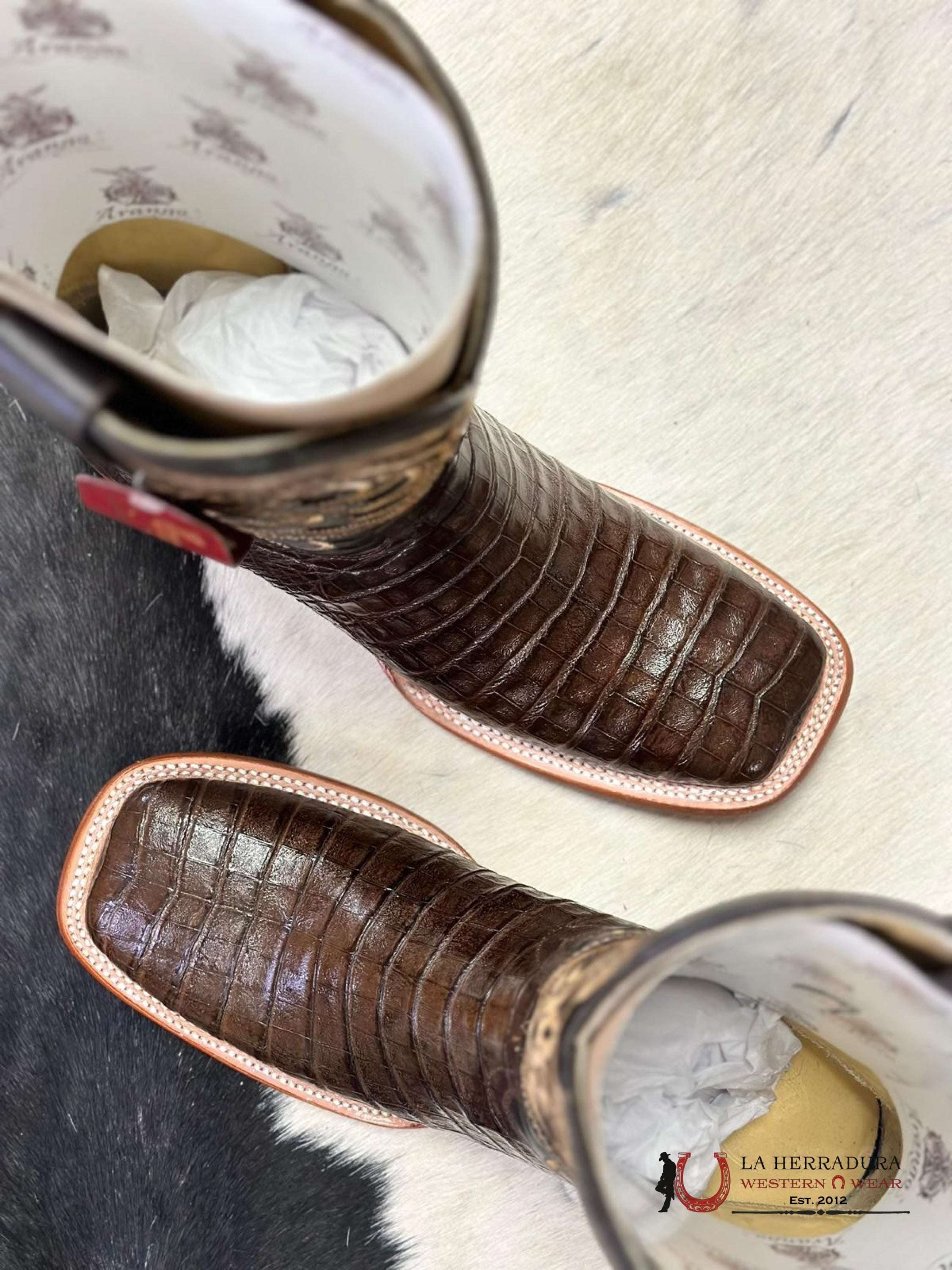 Arango Boots Pro-Rodeo Exotic Coco Belly Tabaco Botas Hombres