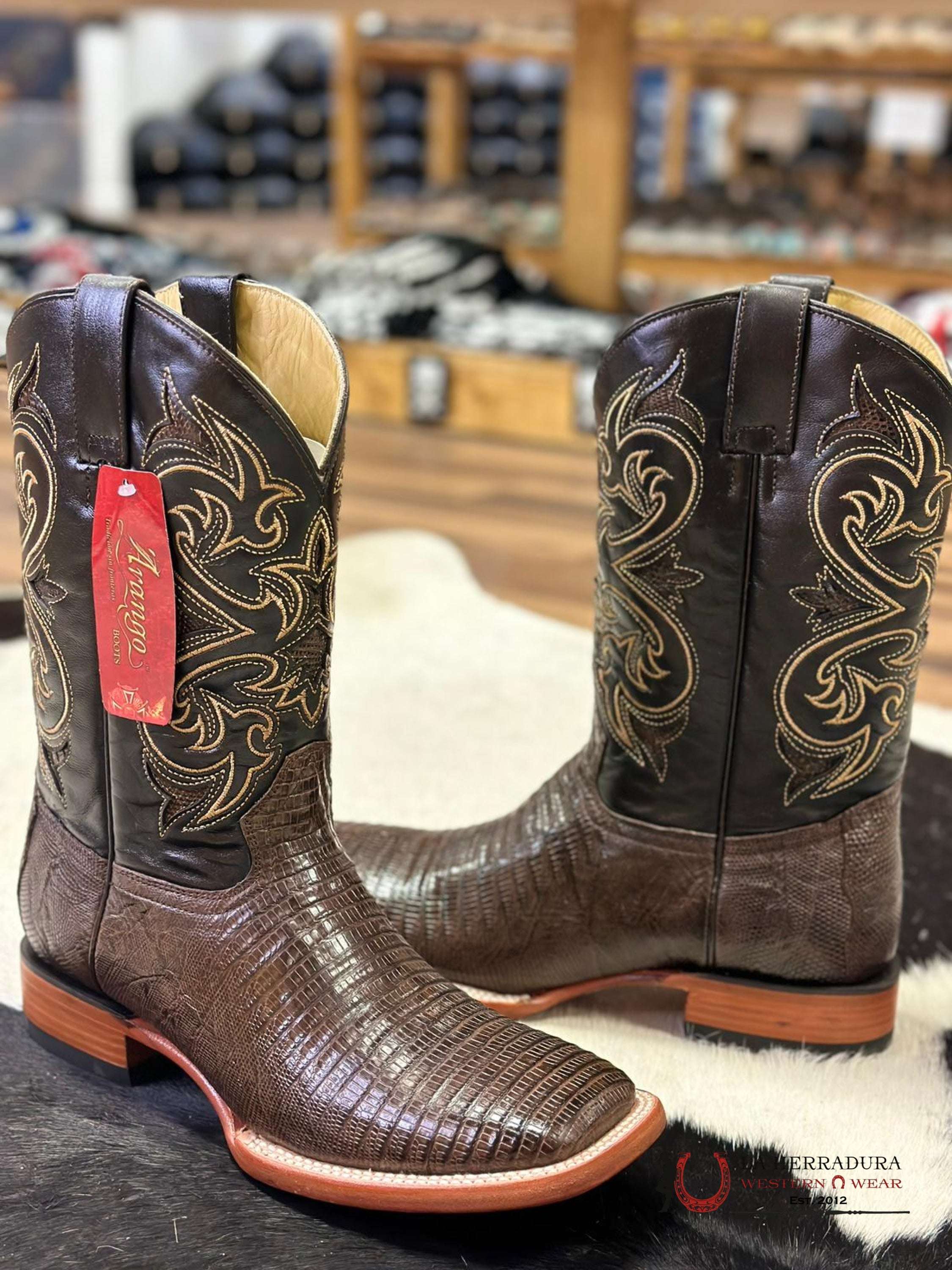 Arango Boots Pro-Rodeo Exotic Lizard Tabaco Botas Hombres