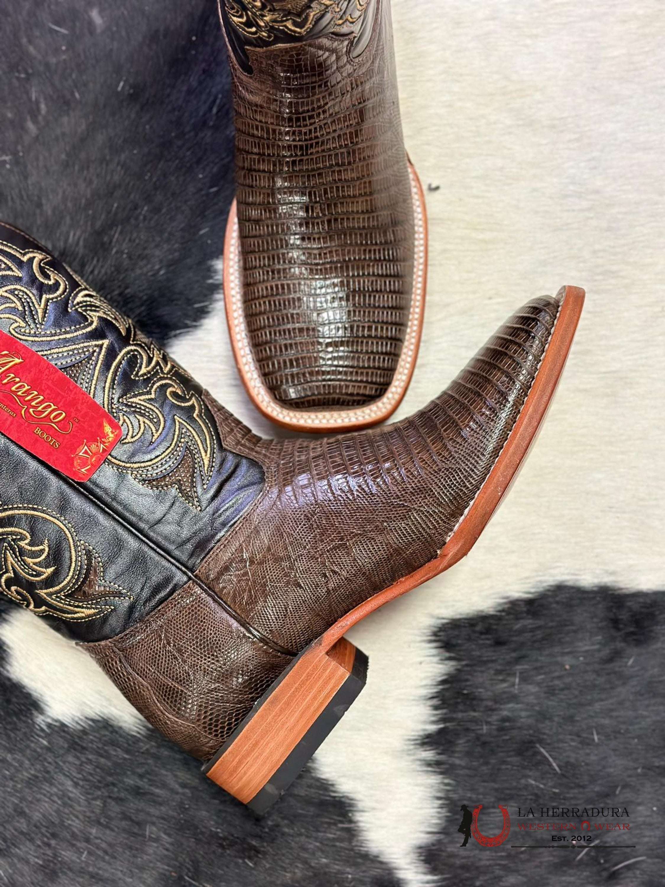 Arango Boots Pro-Rodeo Exotic Lizard Tabaco Botas Hombres