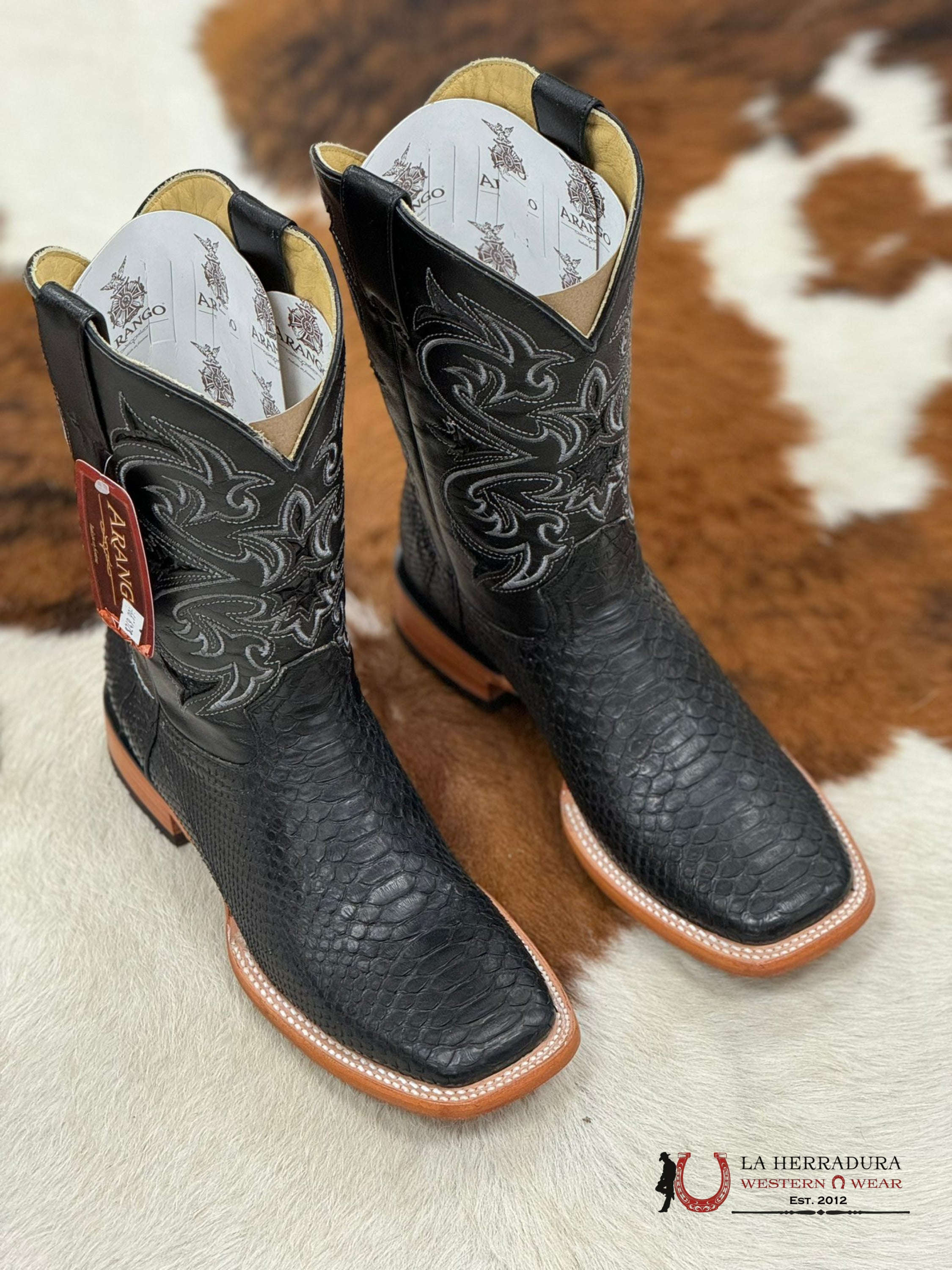 Arango Boots Nobuck Black Python Botas Hombres