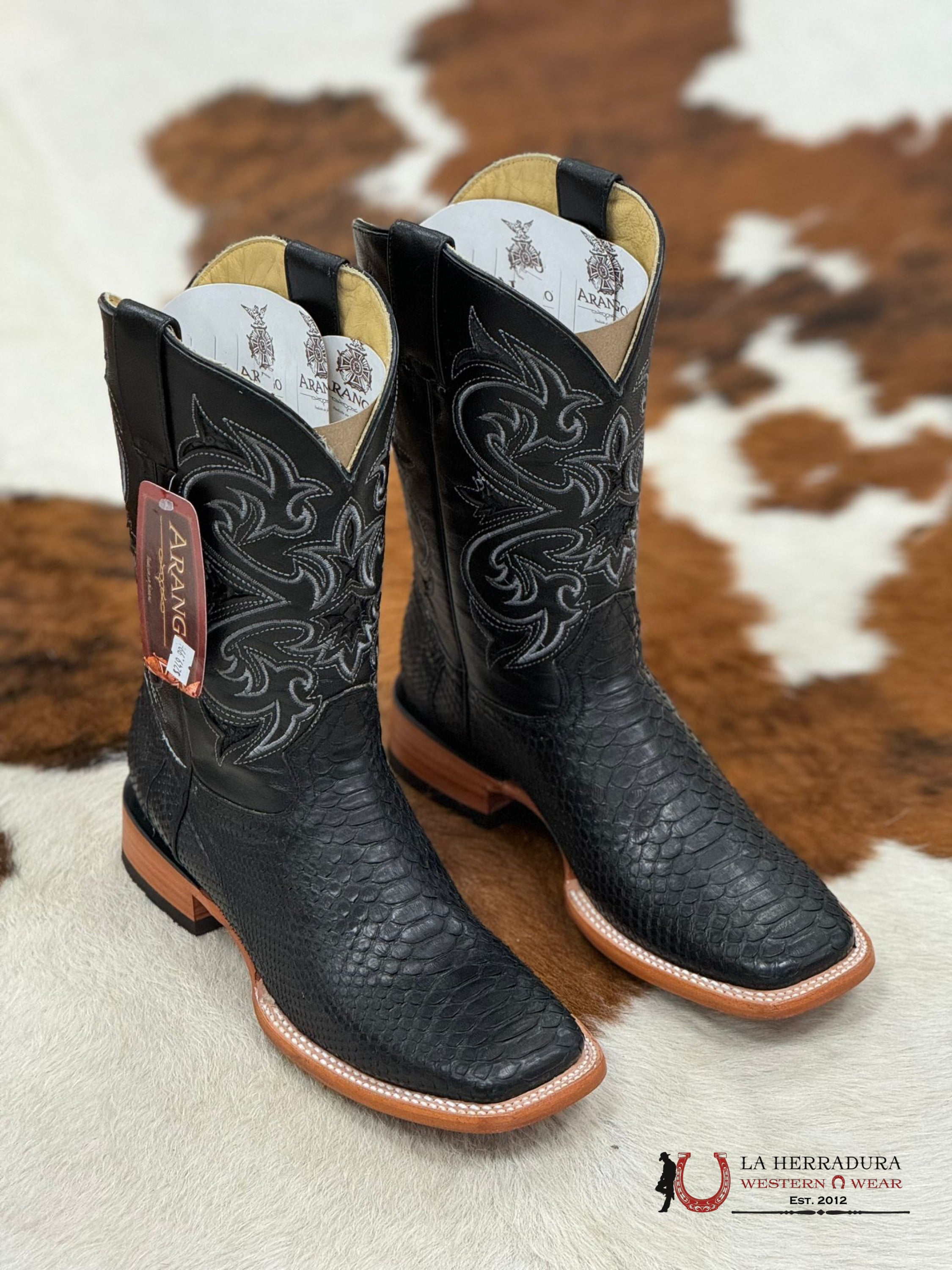 Arango Boots Nobuck Black Python Botas Hombres