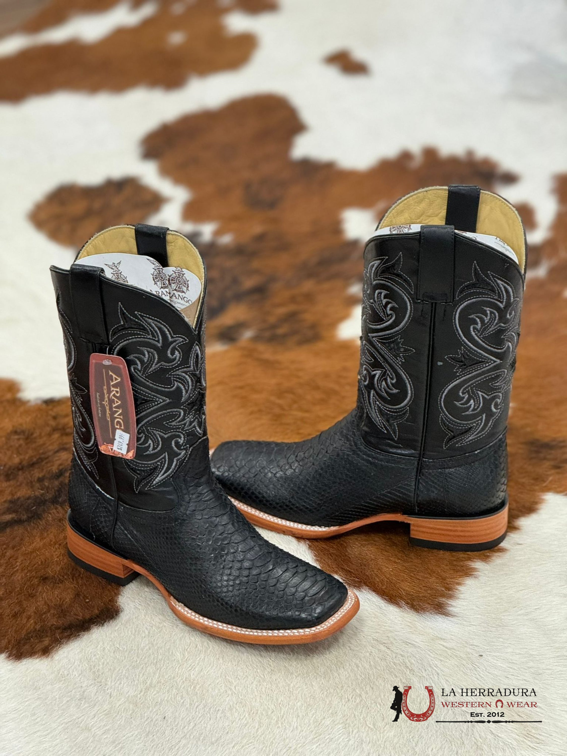 Arango Boots Nobuck Black Python Botas Hombres