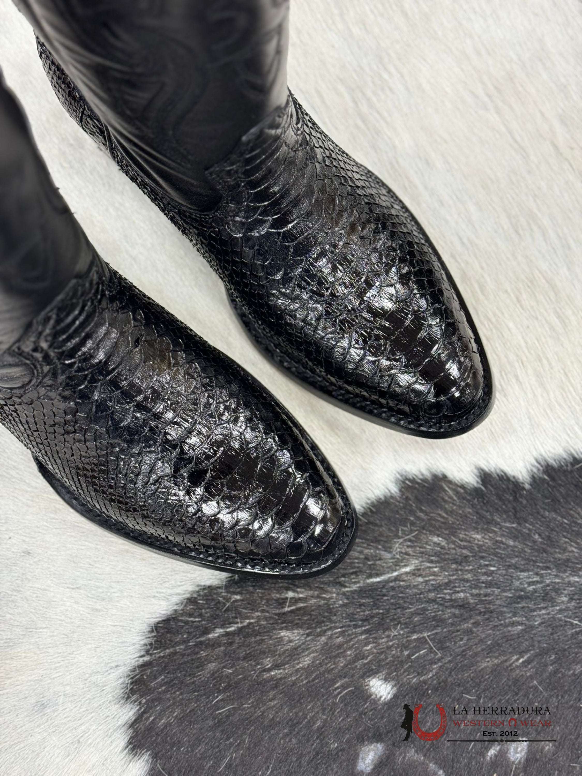 Arango Boots Negro Semioval Python Botas Hombres
