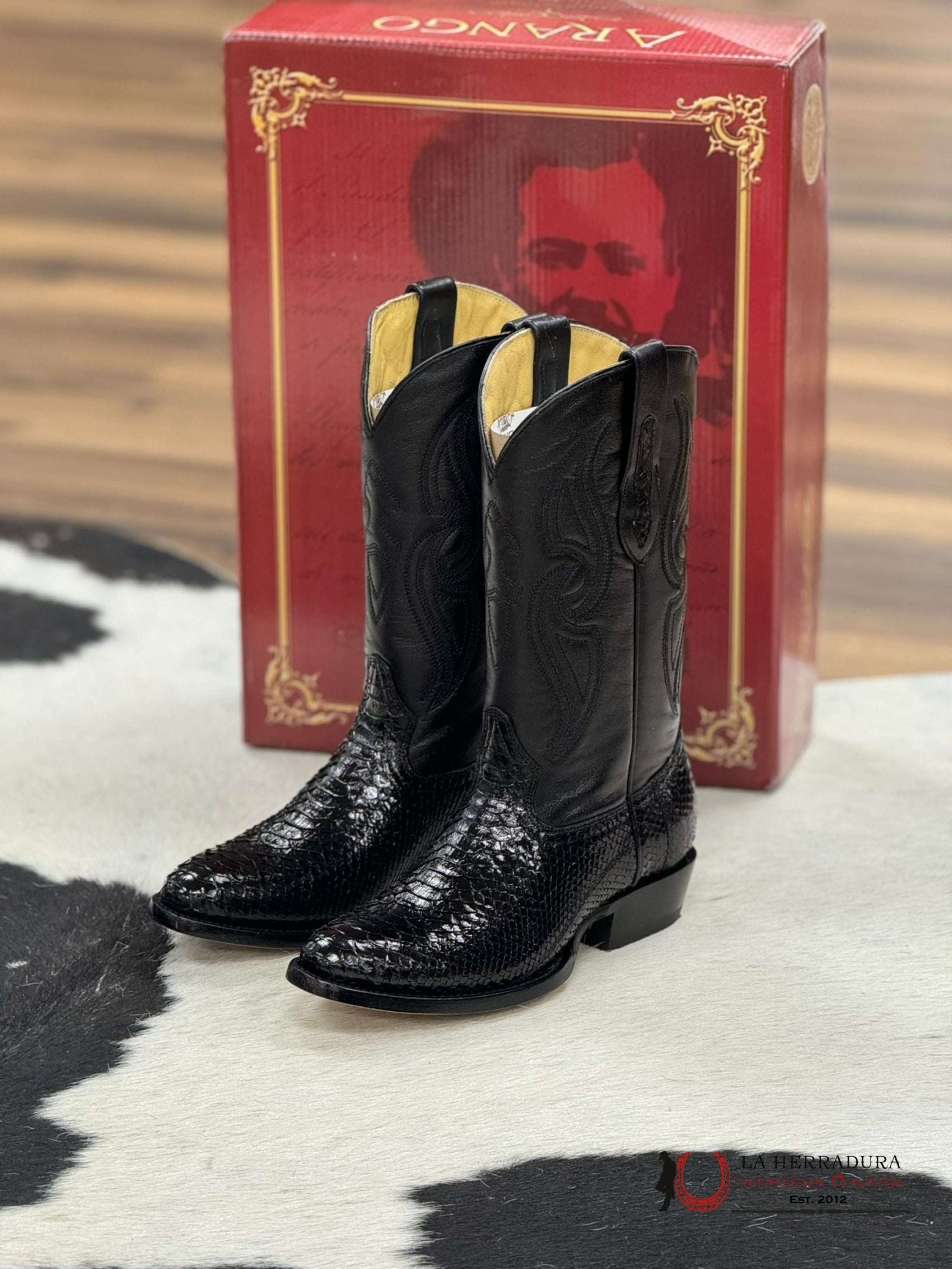 Arango Boots Negro Semioval Python Botas Hombres