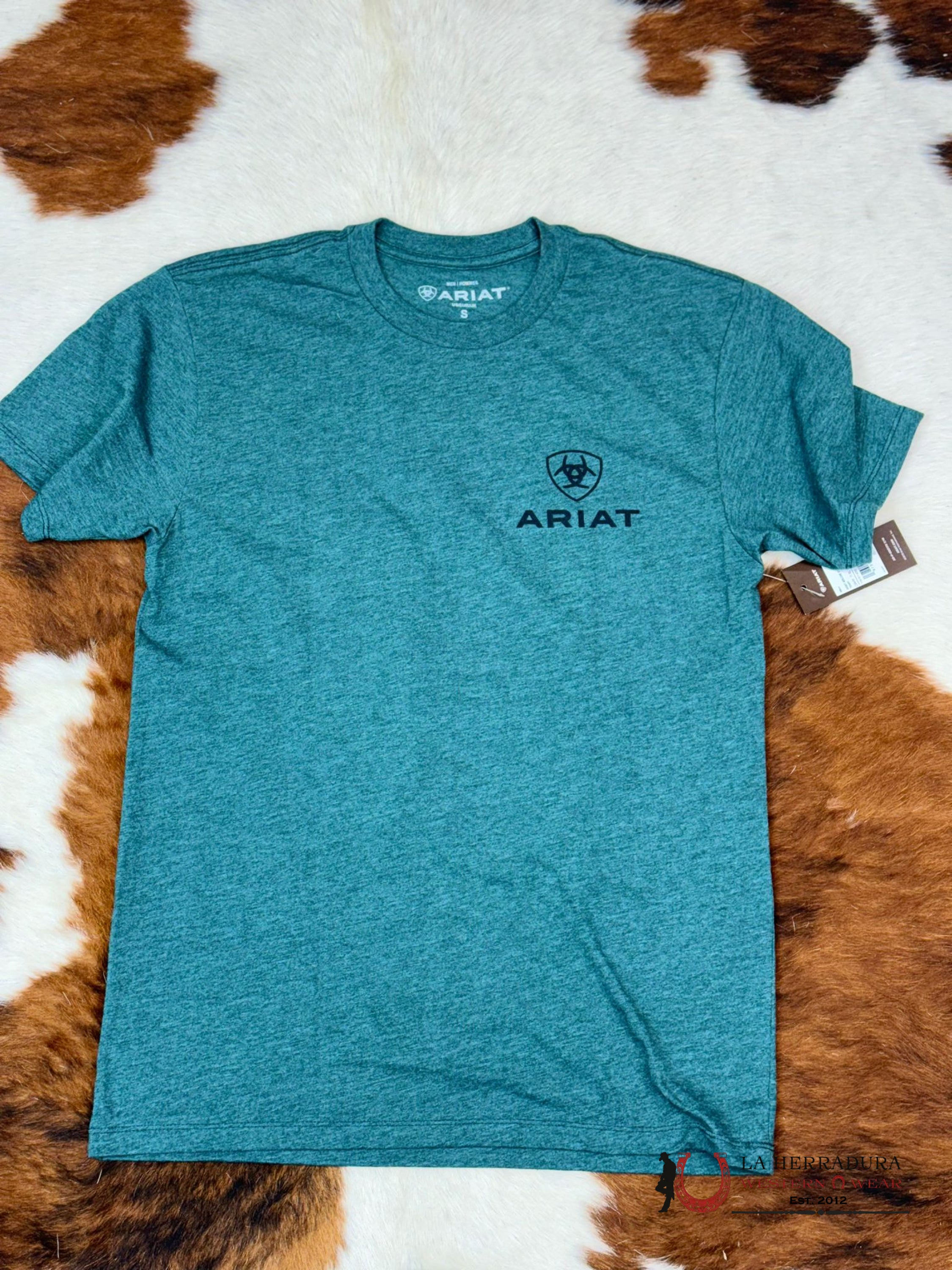 Ariat Abilene Shield Short Sleeve Dark Teal Heather T-Shirt Ropa Hombres