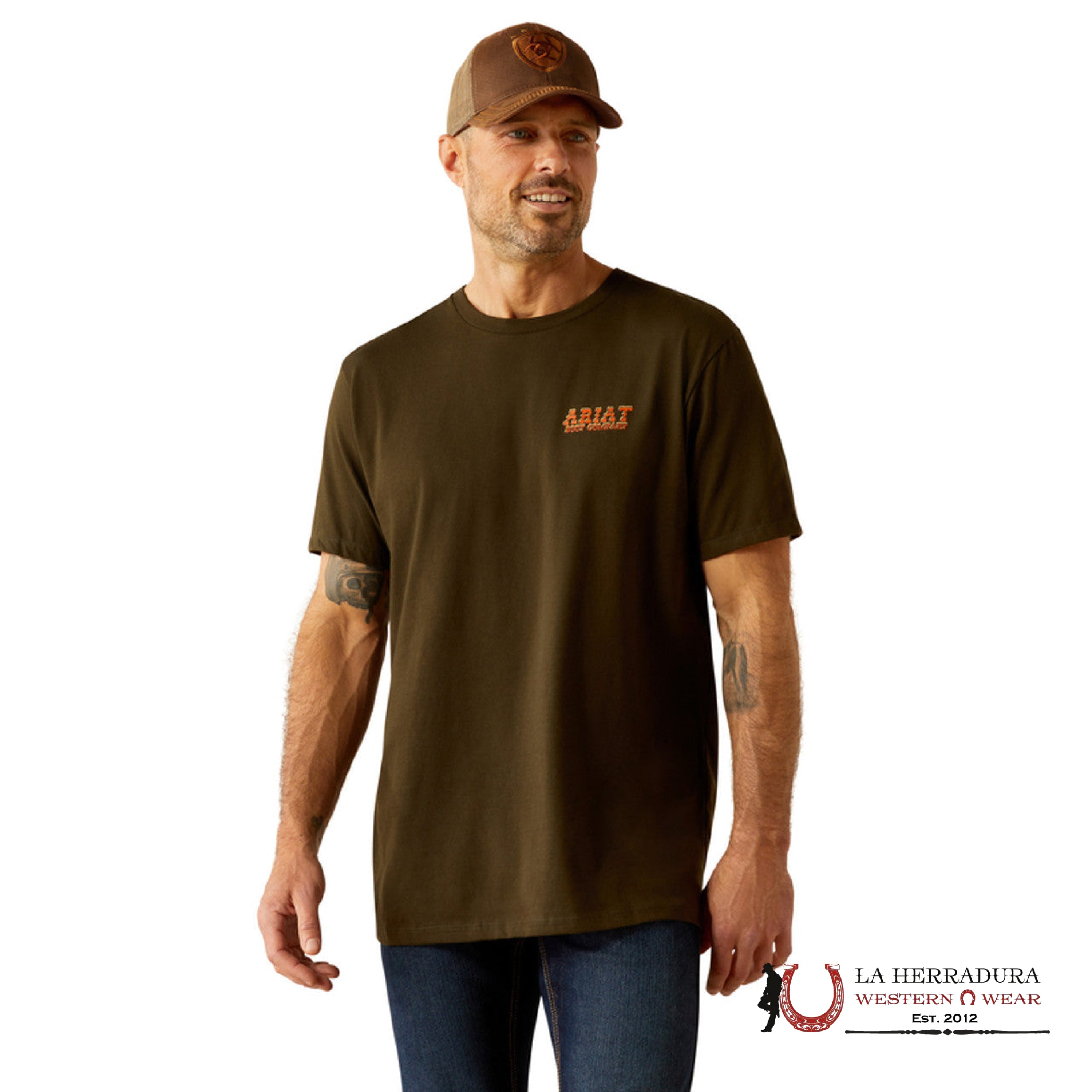 ARIAT ARMADILLO ON A HALF SHELL SHORT SLEEVE DARK OLIVE 10054843 ROPA HOMBRES