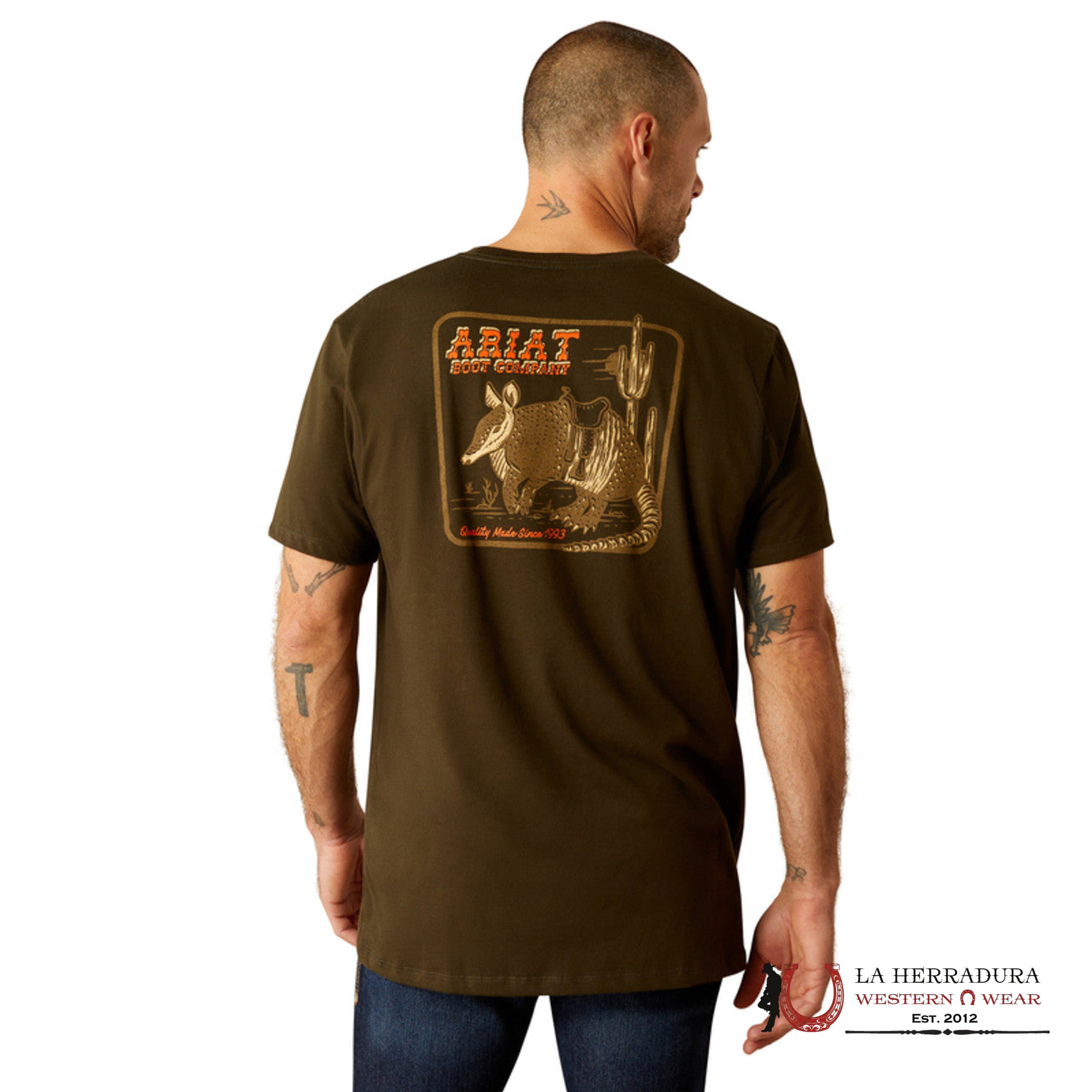 ARIAT ARMADILLO ON A HALF SHELL SHORT SLEEVE DARK OLIVE 10054843 ROPA HOMBRES