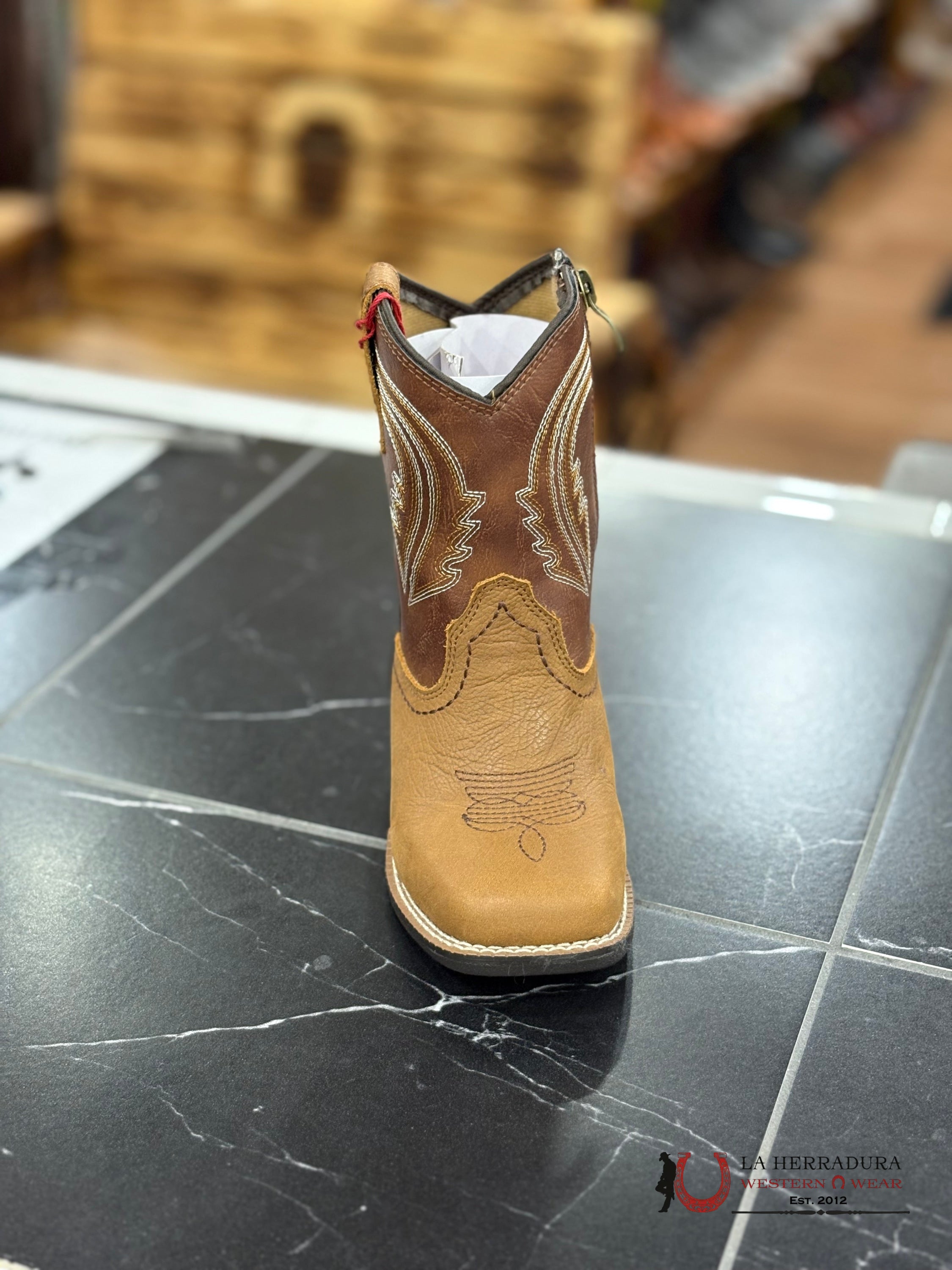 ARIAT BABY ‘EVAN’ BROWN/ BURGUNDY TUBE BOOTS A441002908 NIÑOS