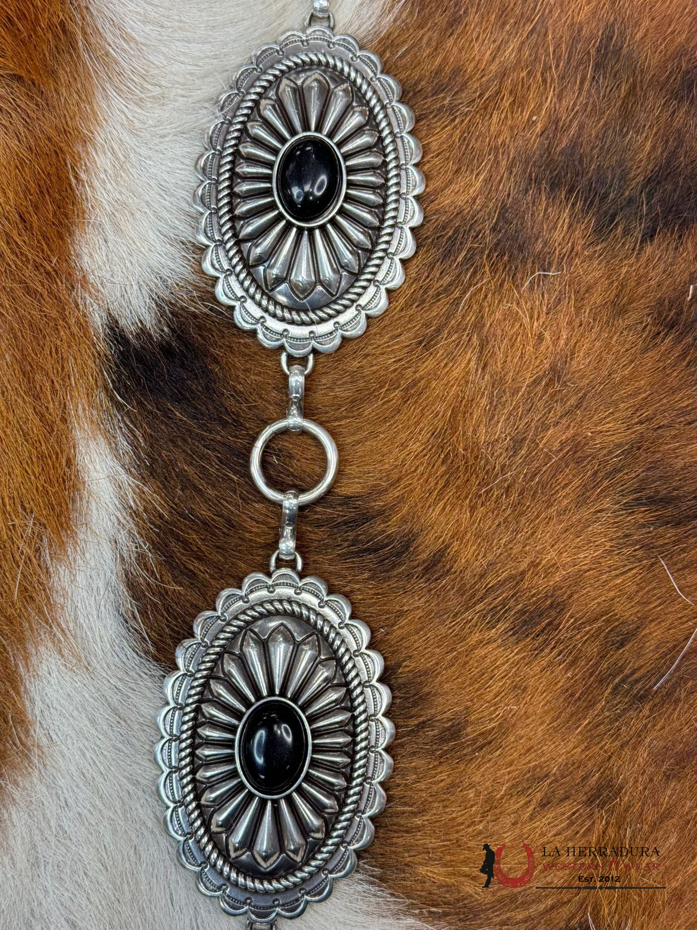 Ariat Belt Silver Chain Black Stone Cinturones Mujeres