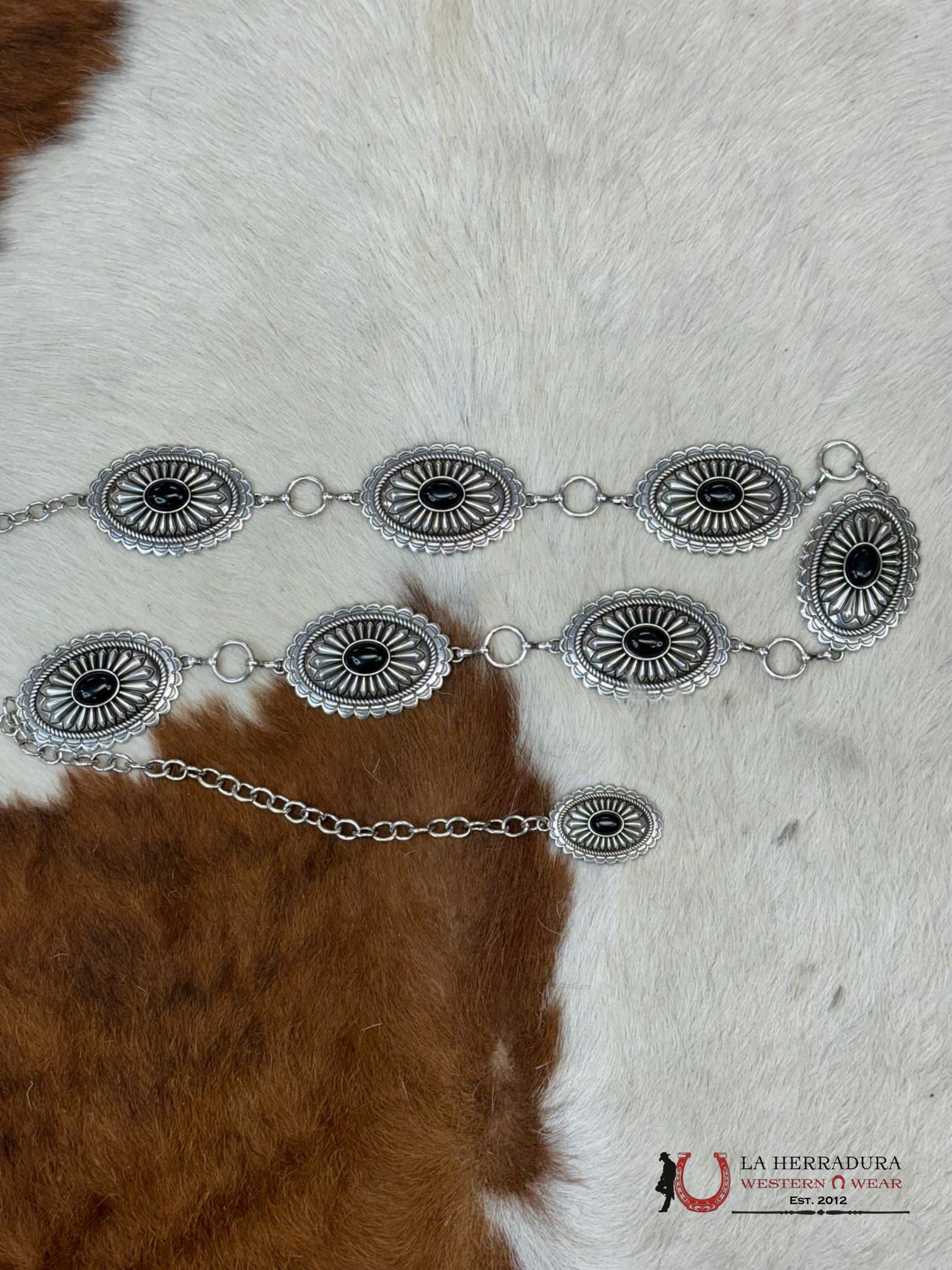 Ariat Belt Silver Chain Black Stone Cinturones Mujeres