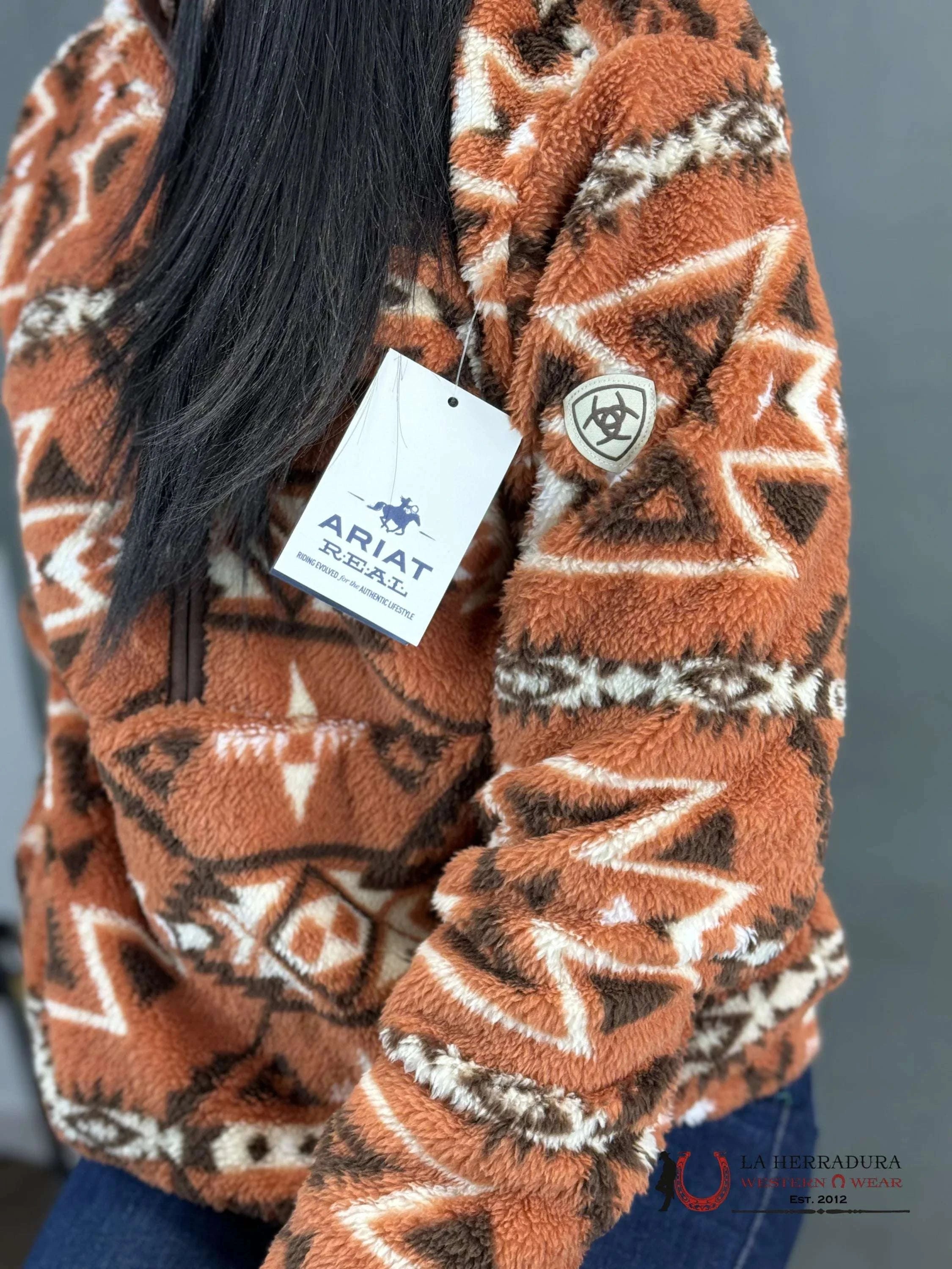 Ariat Berber Snap Front Sweatshirt Burt Brick Print Ropa Mujeres