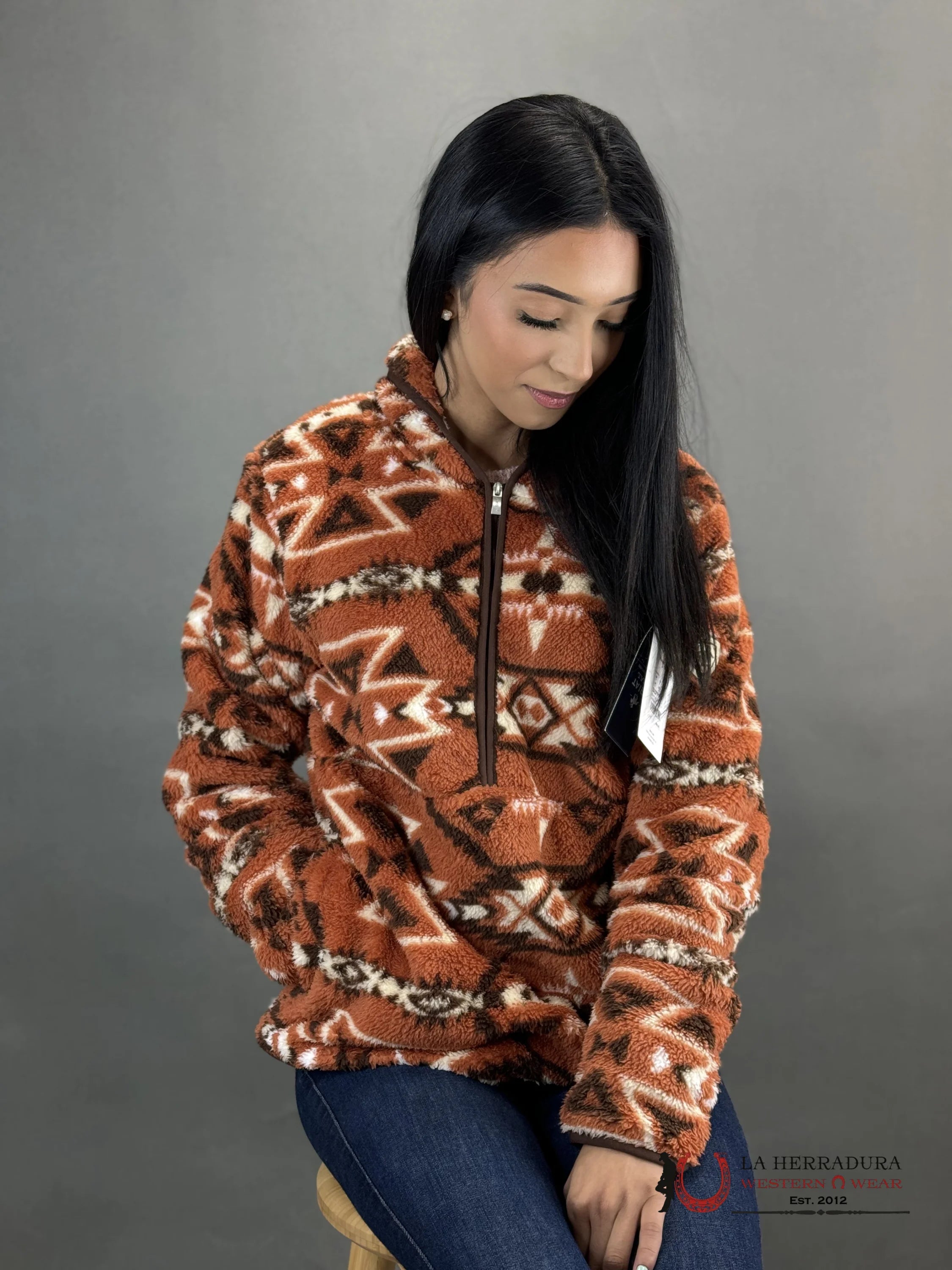 Ariat Berber Snap Front Sweatshirt Burt Brick Print Ropa Mujeres