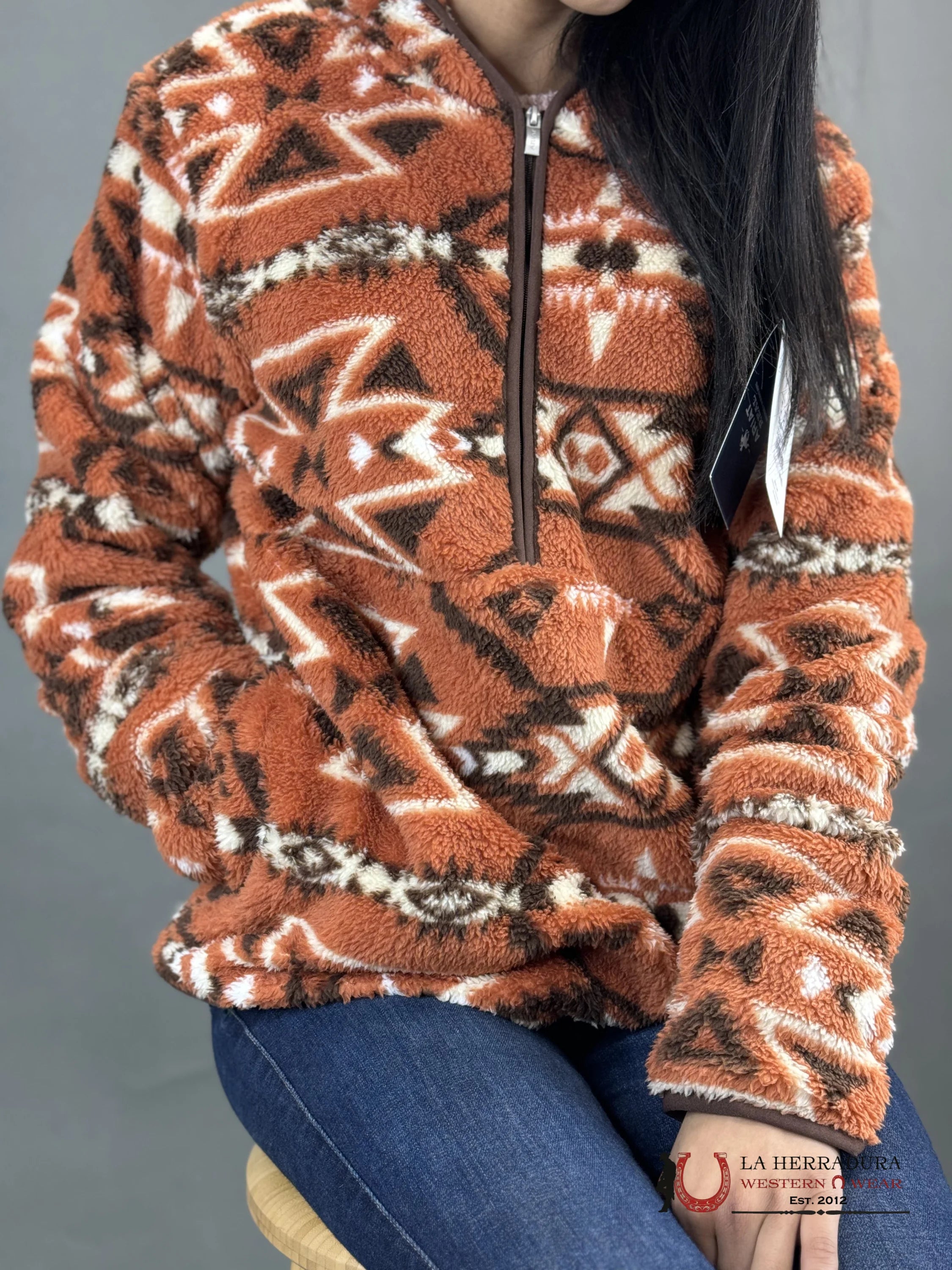 Ariat Berber Snap Front Sweatshirt Burt Brick Print Ropa Mujeres