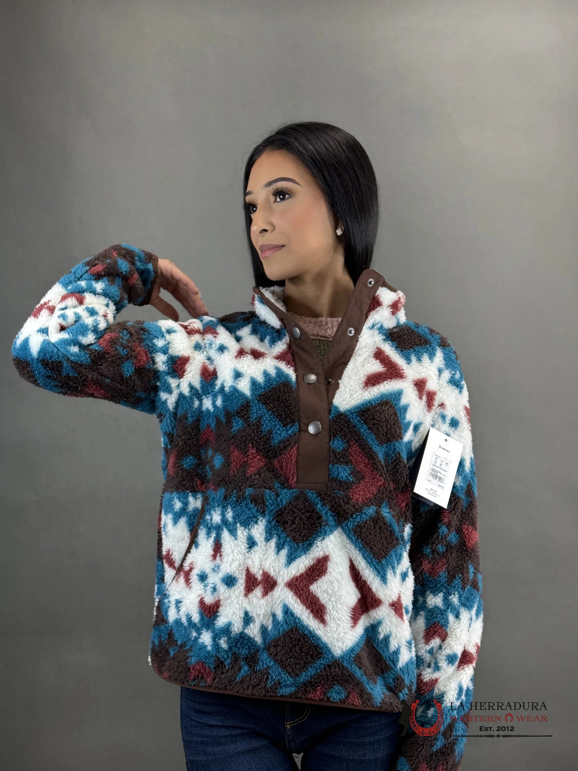 Ariat Berber Snap Front Sweatshirt Plainsview Print Ropa Mujeres