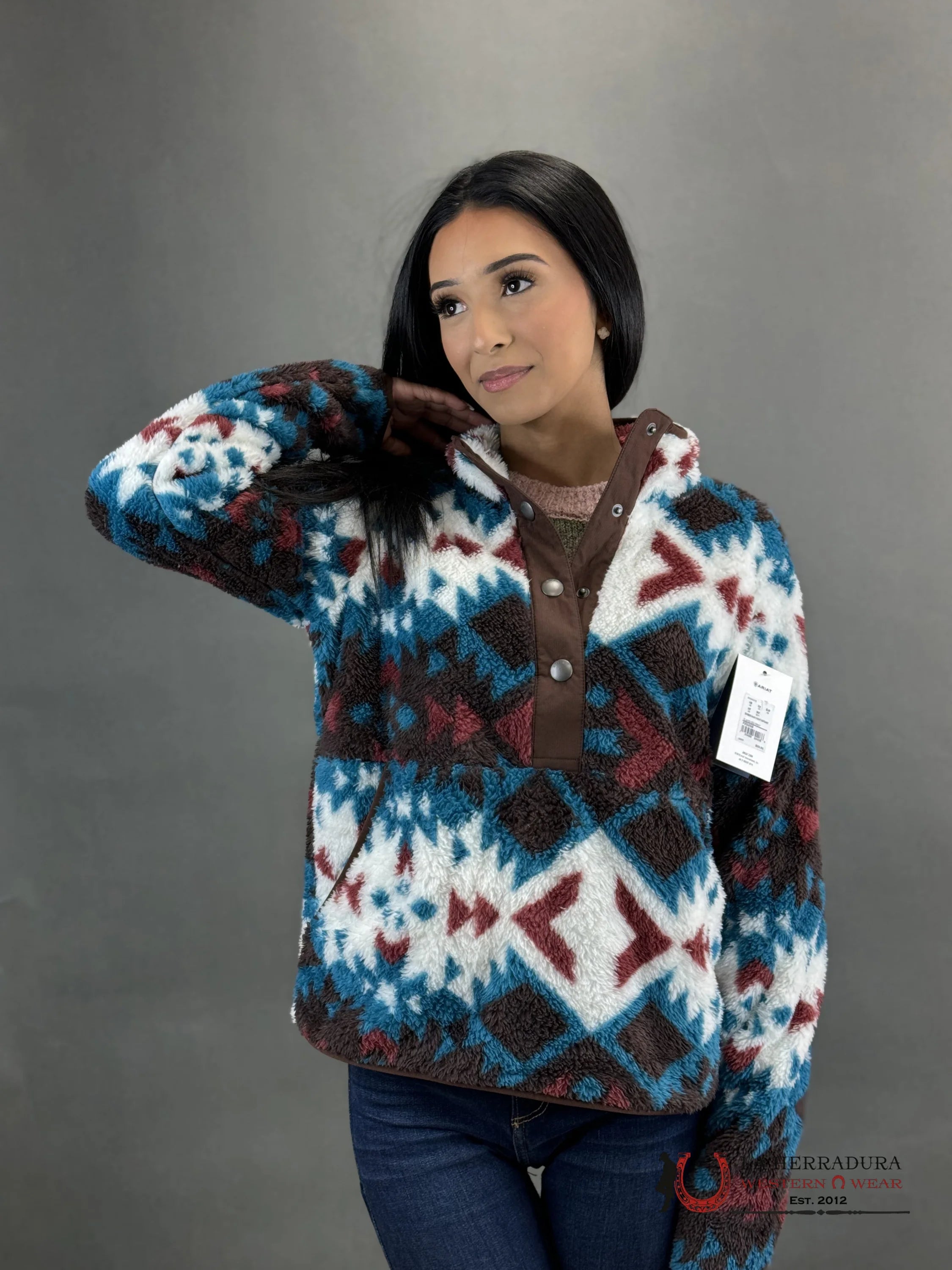 Ariat Berber Snap Front Sweatshirt Plainsview Print Ropa Mujeres