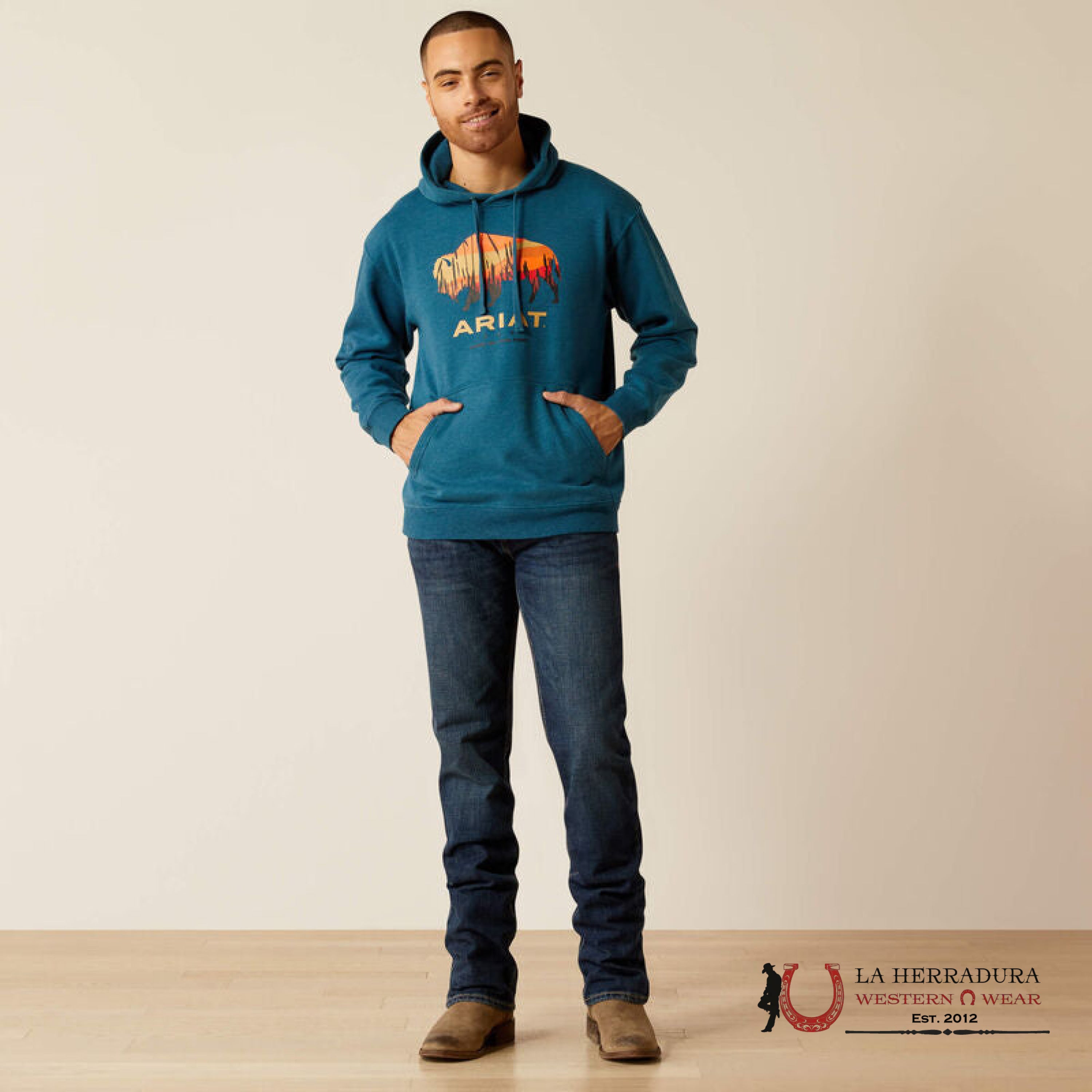 Ariat Bison Plains Hoodie Hydra Heather - 2459 Ropa Hombres