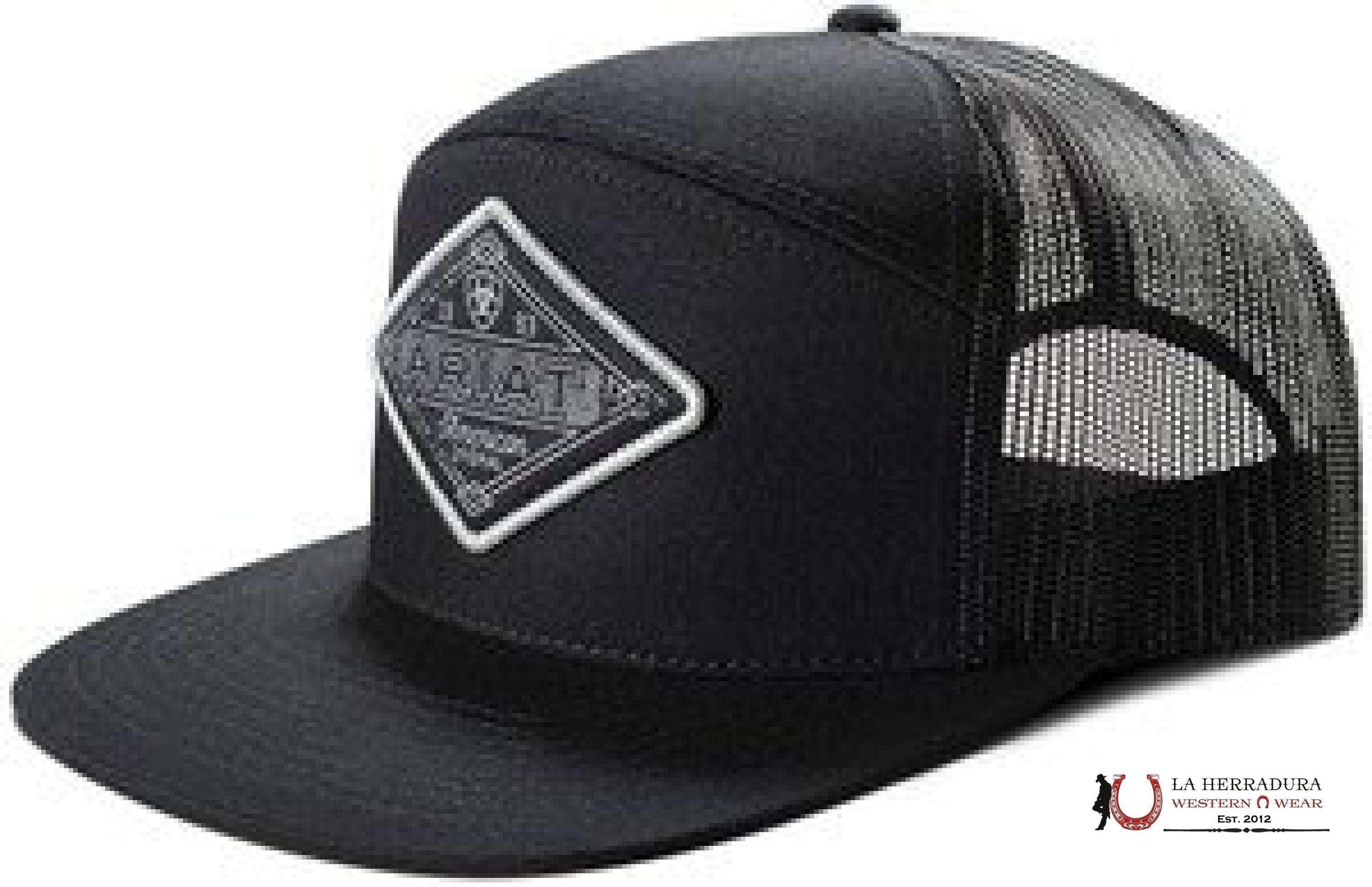 ARIAT BLACK CAP W WHITE STITCHING LOGO CAPS MENS GORRAS HOMBRES