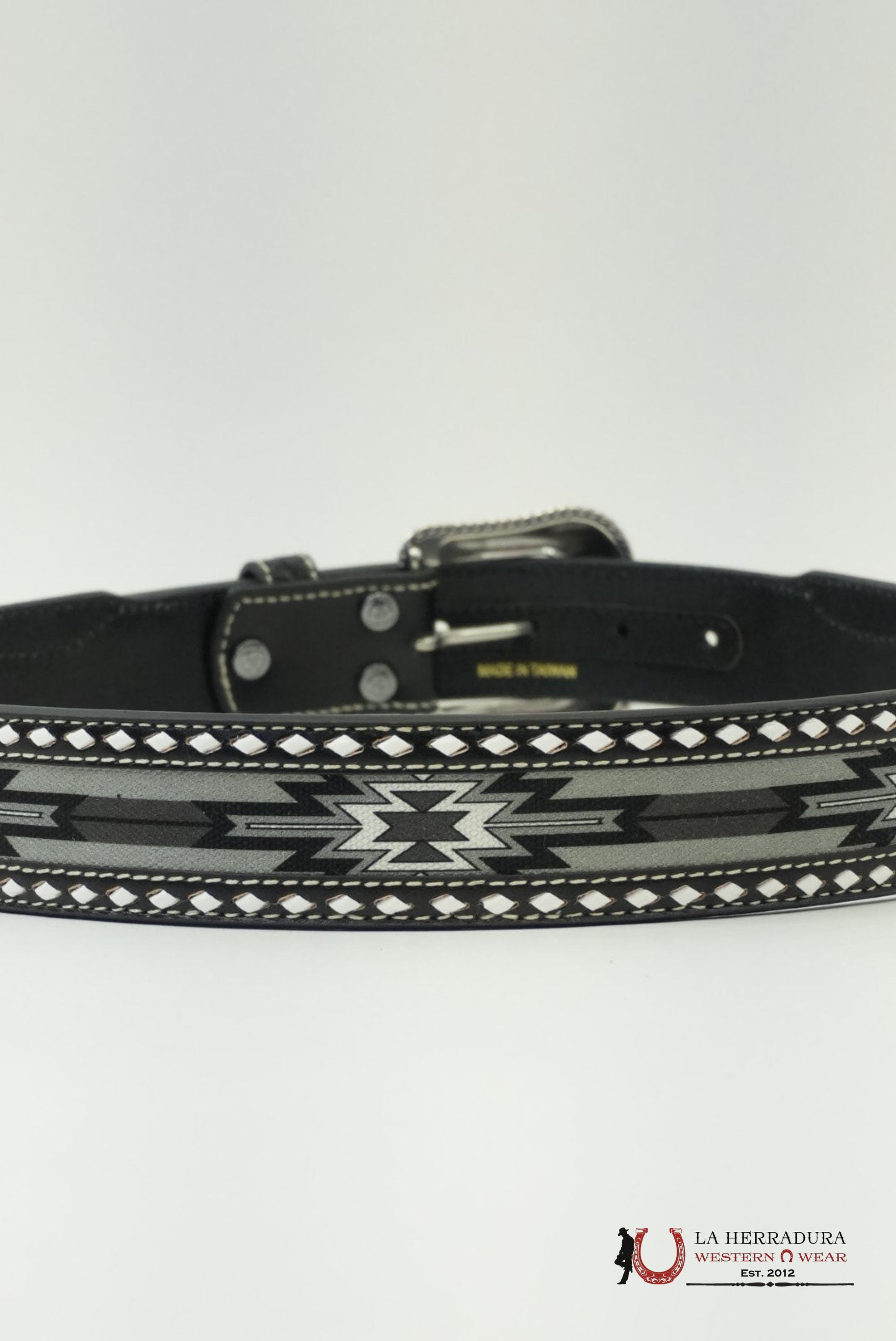 ARIAT BLACK & WHITE AZTEC STITCH BELT CINTURONES HOMBRES