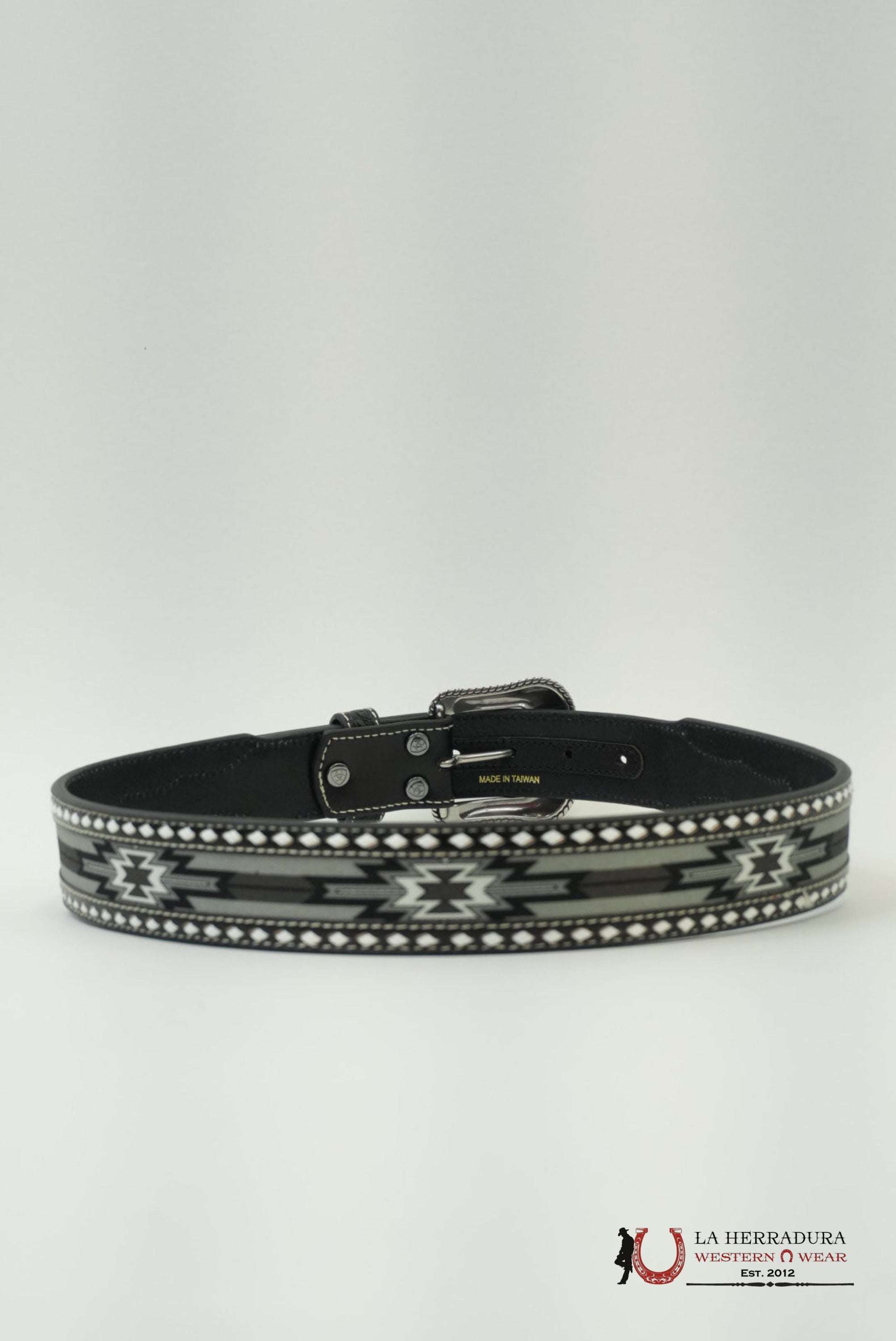 ARIAT BLACK & WHITE AZTEC STITCH BELT-A1041901