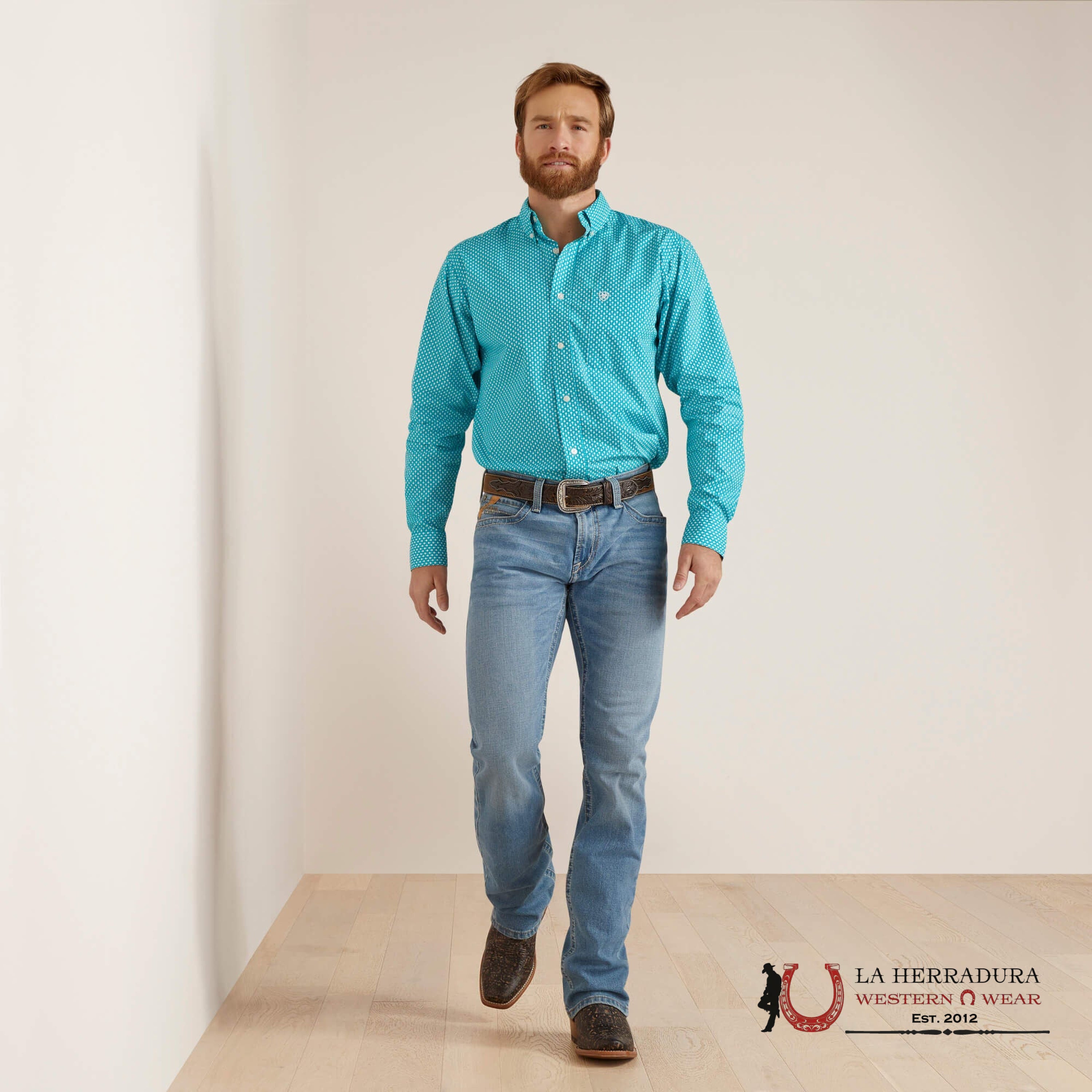 Ariat Blaine Fitted Long Sleeve Shirt Lanai Turquoise - 6193 Ropa Hombres