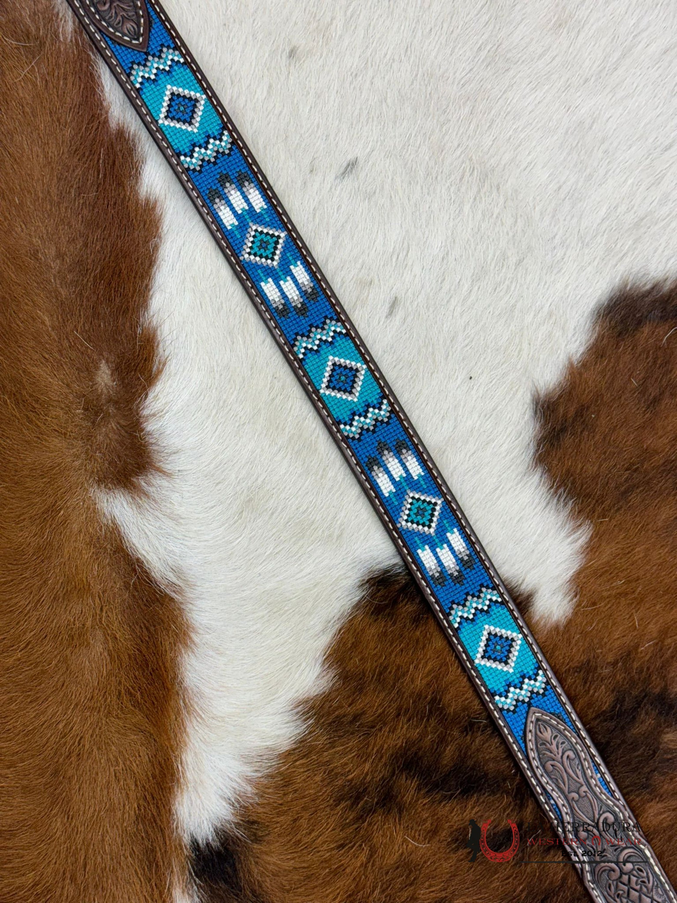 Ariat Boys Belt Silver Dark Brown Blues Stitched Niños