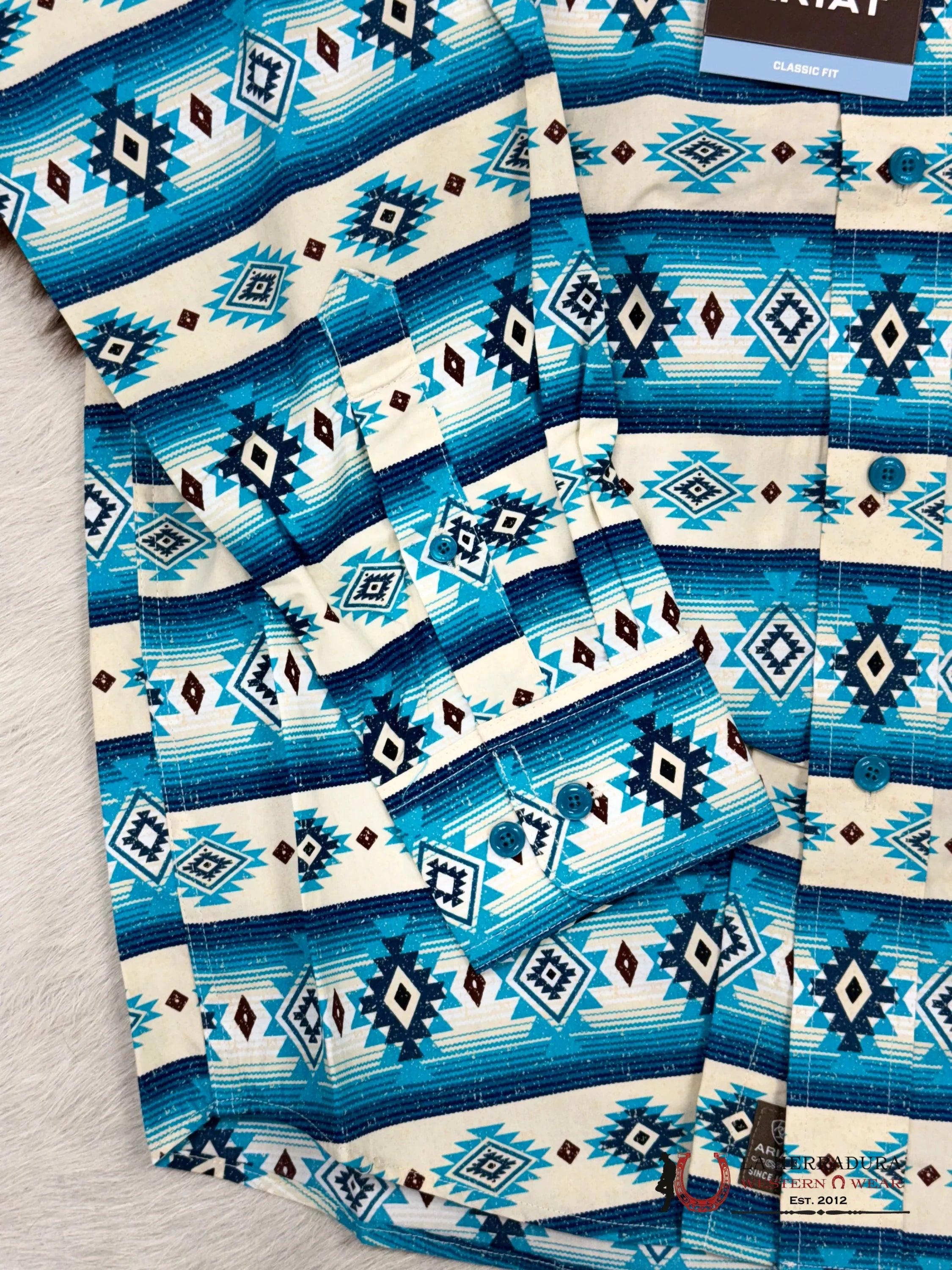 Ariat Shirt Classic Brent Sandshell Blue Teal Ropa Hombres