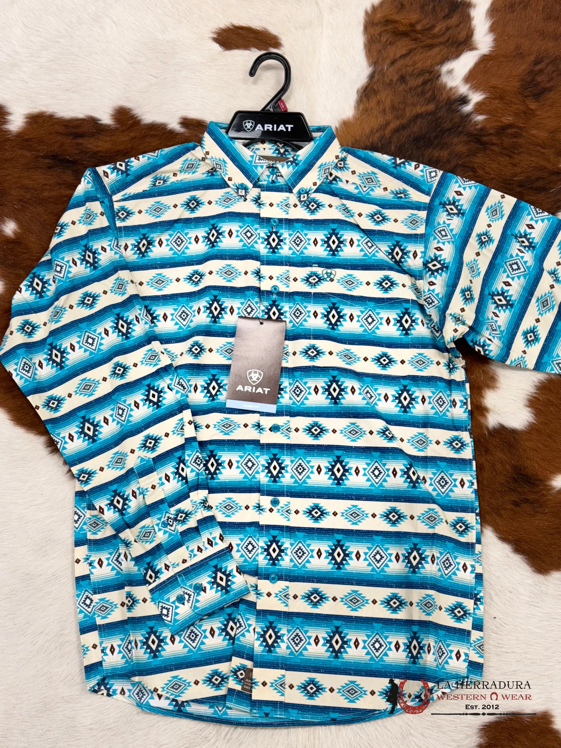 Ariat Shirt Classic Brent Sandshell Blue Teal Ropa Hombres