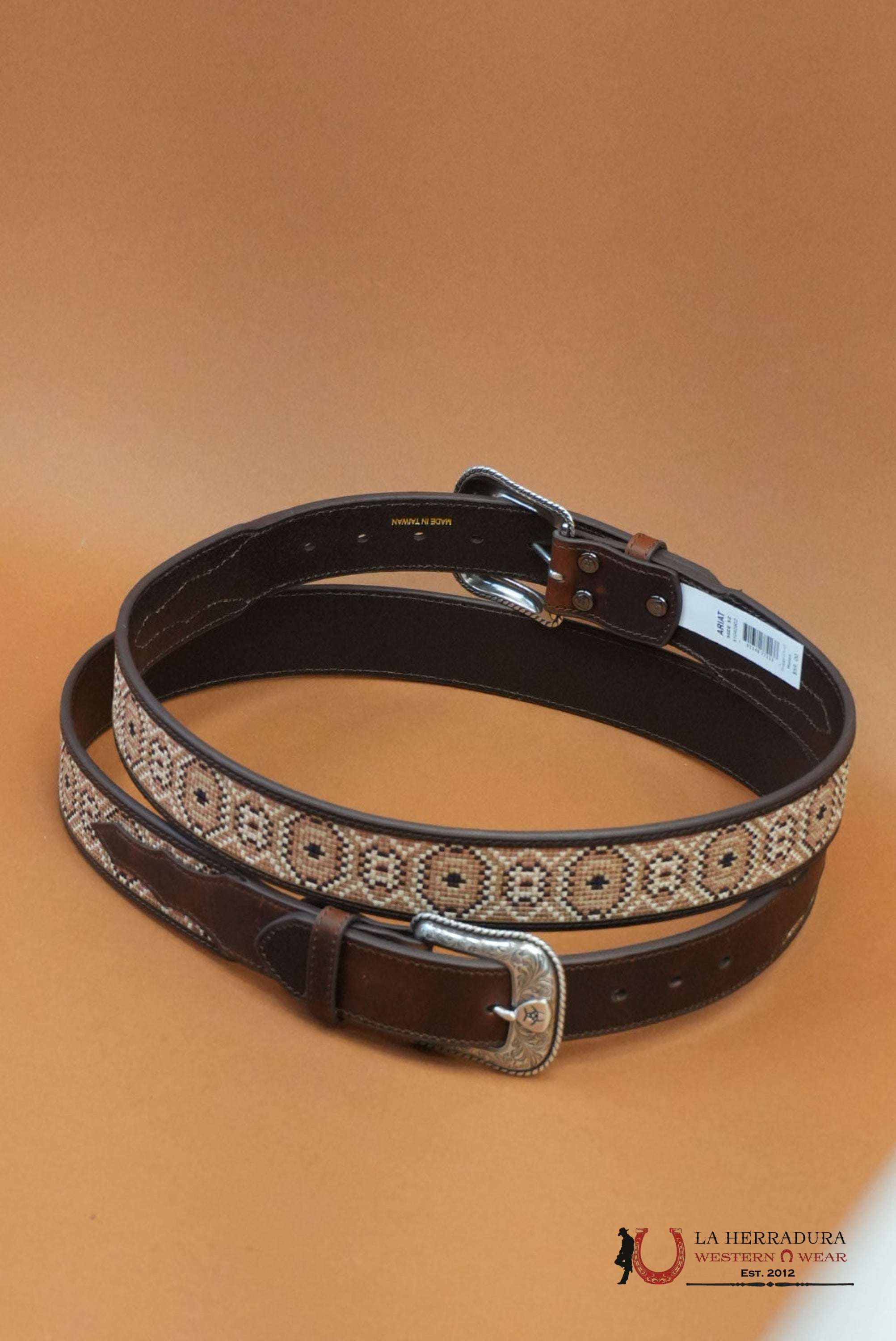 Ariat Brown Multi Color Aztec Print Belt CINTURONES HOMBRES