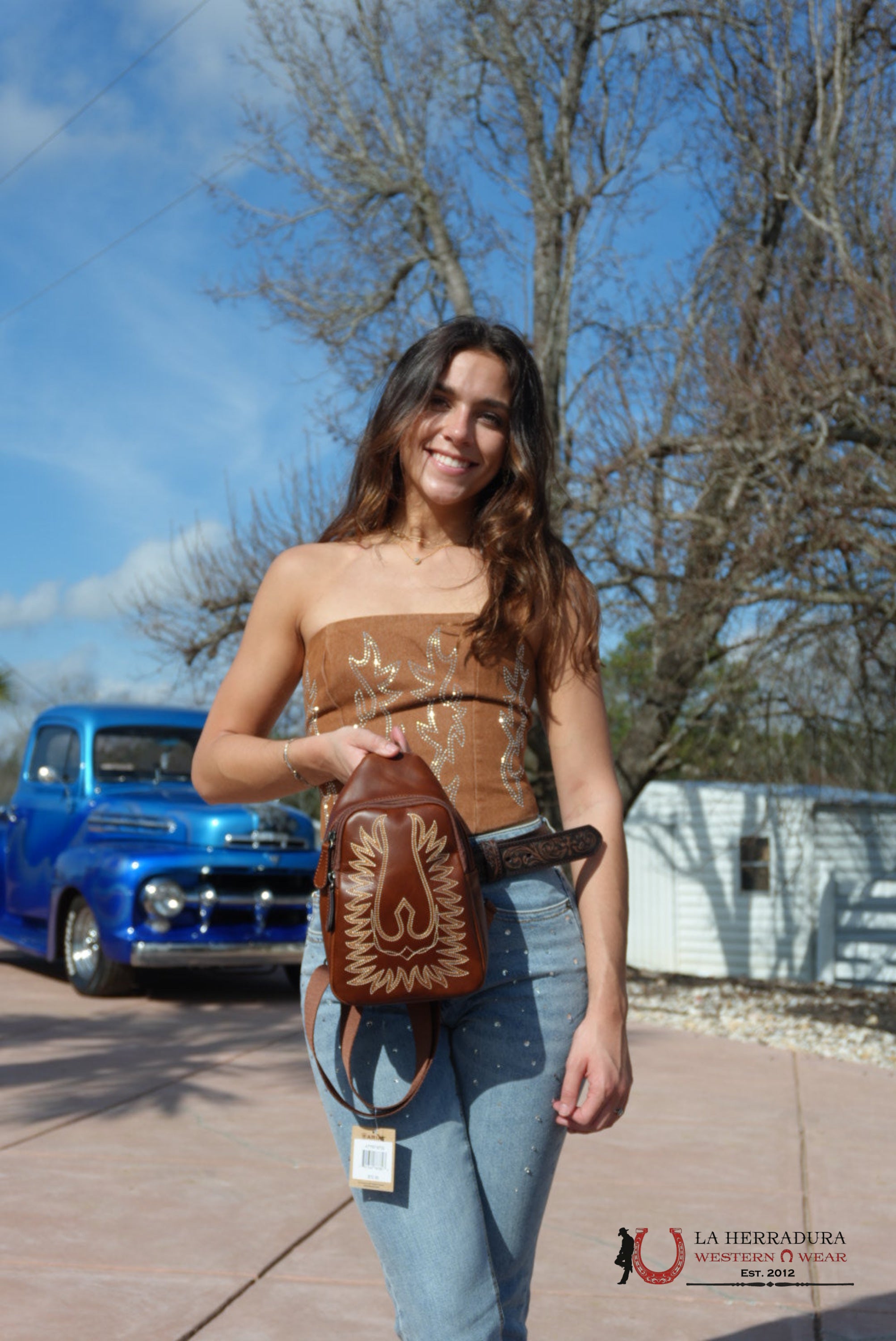 Ariat Brown With Stiching Crossbody Bag ROPA MUJERES