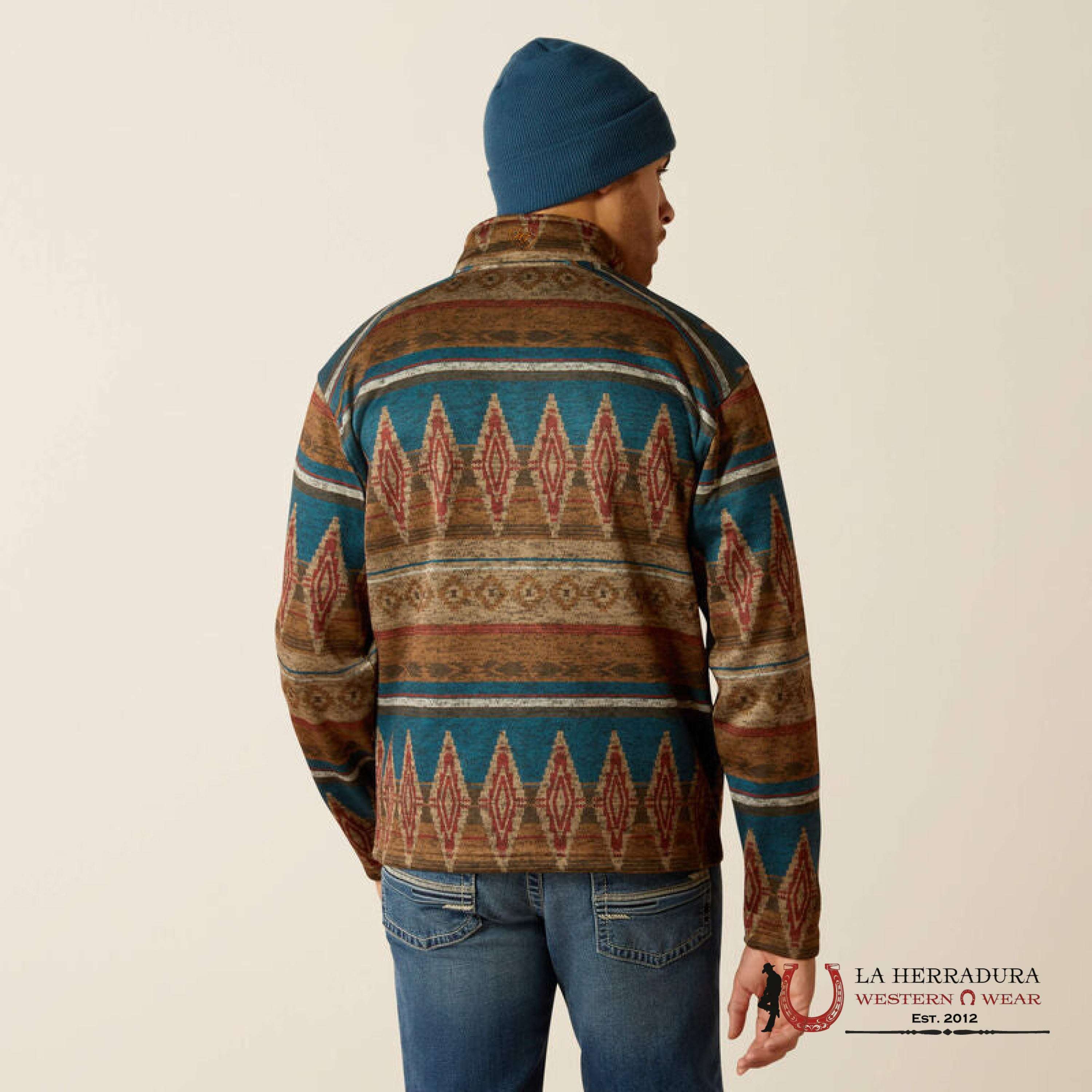 Ariat Caldwell Full Zip Men Sweater Oxford Tan Southwest Print - 2818 Ropa Hombres