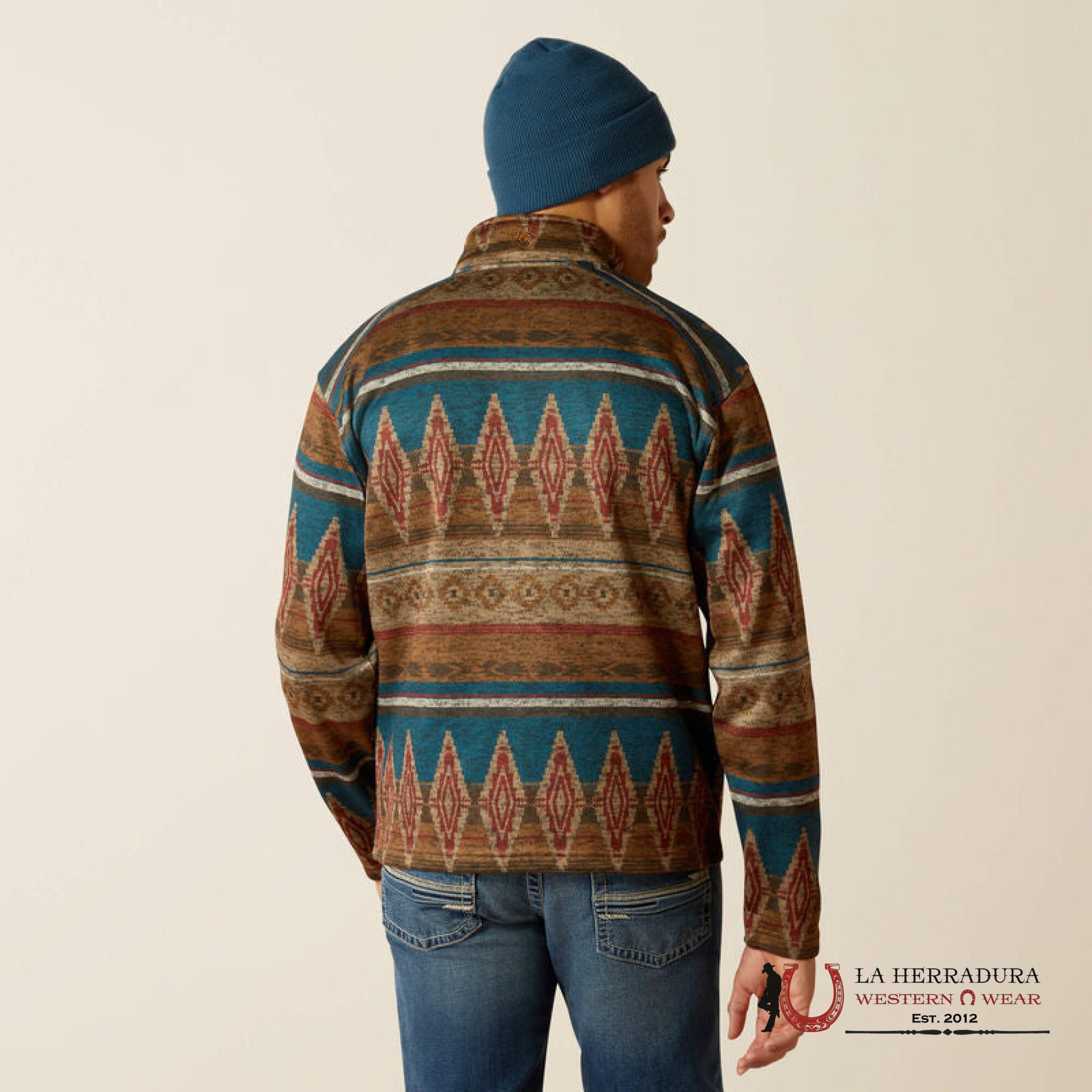 Ariat Caldwell Full Zip Men Sweater Oxford Tan Southwest Print - 2818 Ropa Hombres