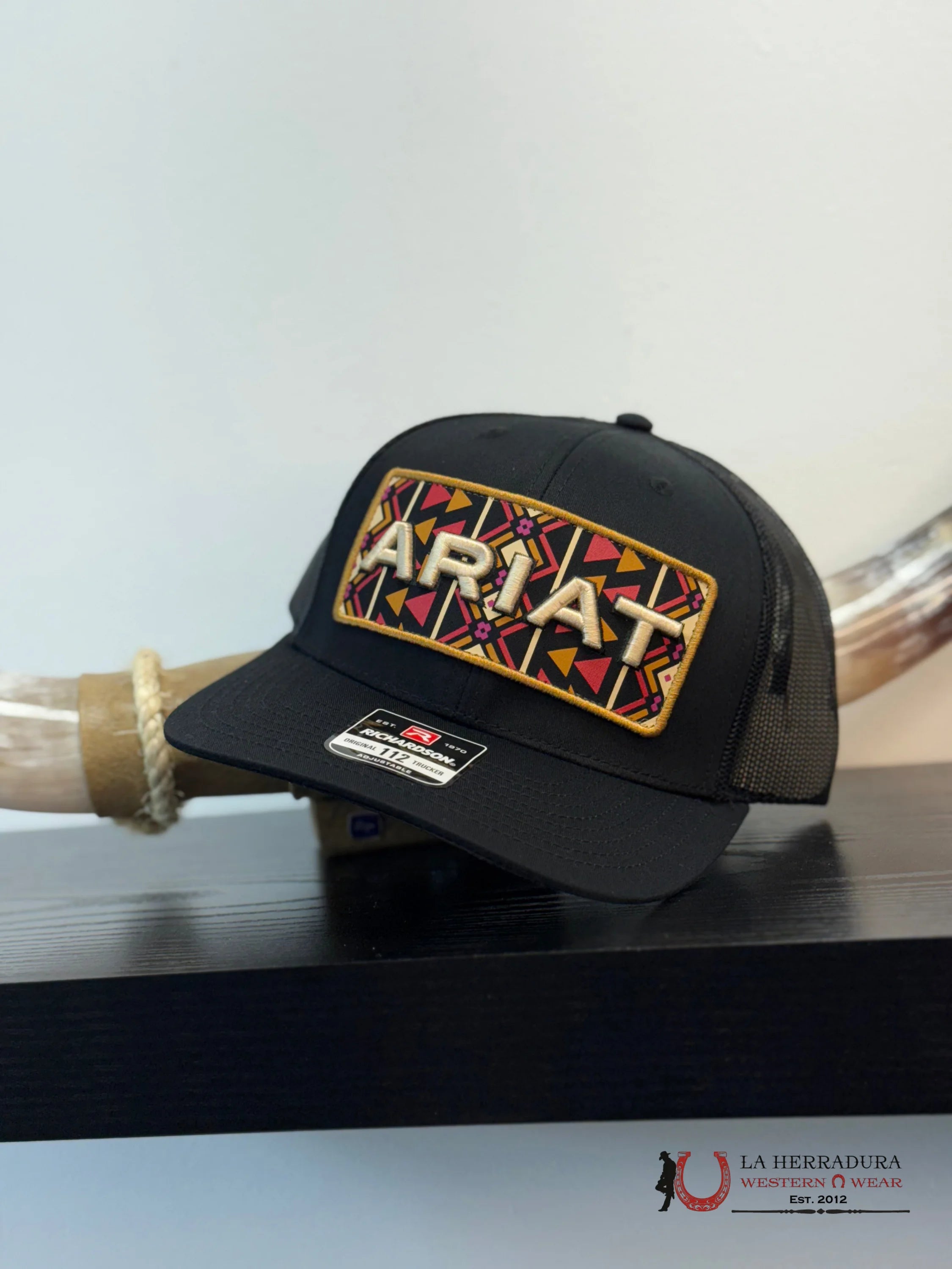 ARIAT CAP BLACK AND TAN CAPS MENS GORRAS HOMBRES