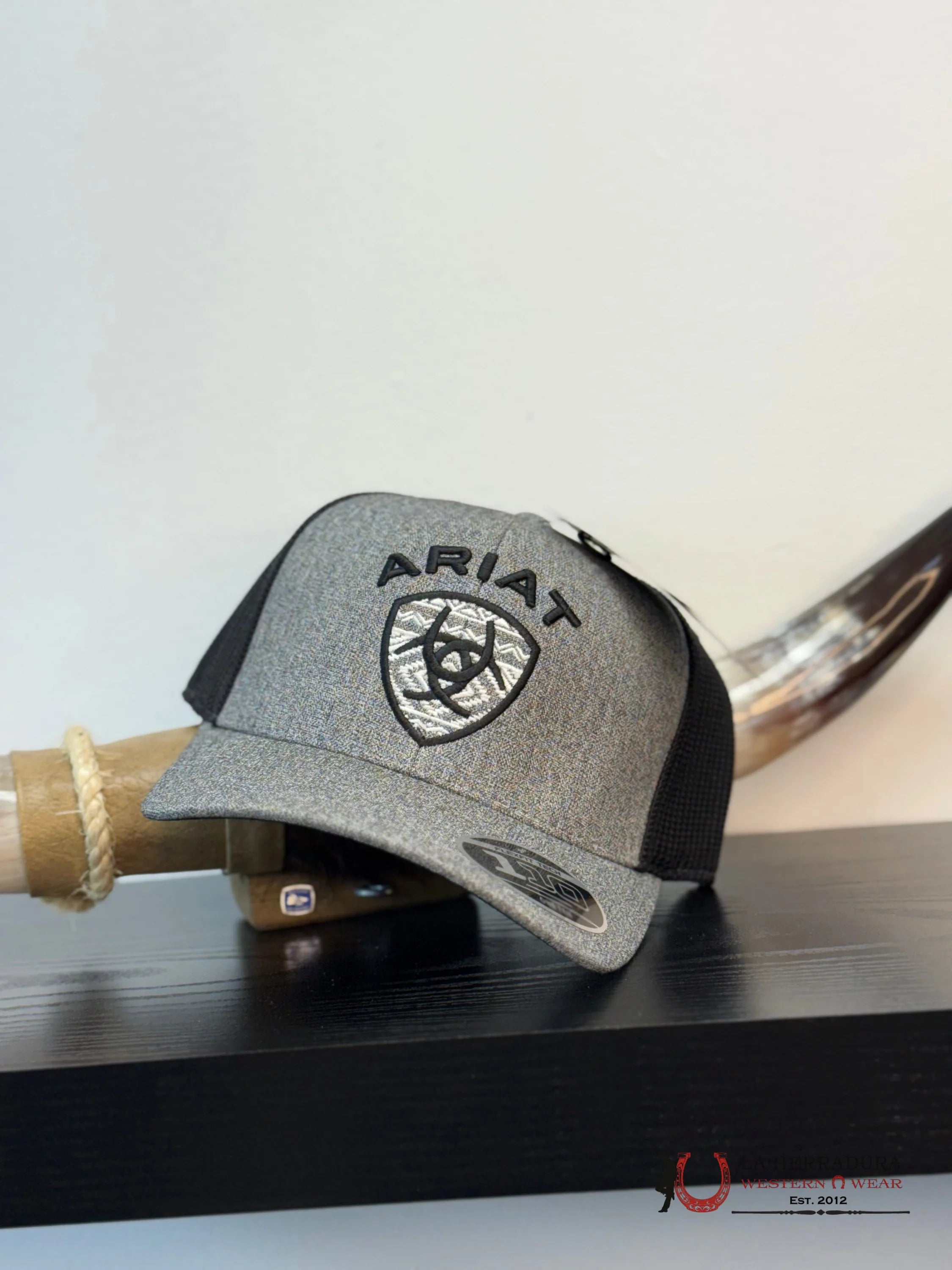 ARIAT CAP GREY WITH BLACK CAPS MENS GORRAS HOMBRES