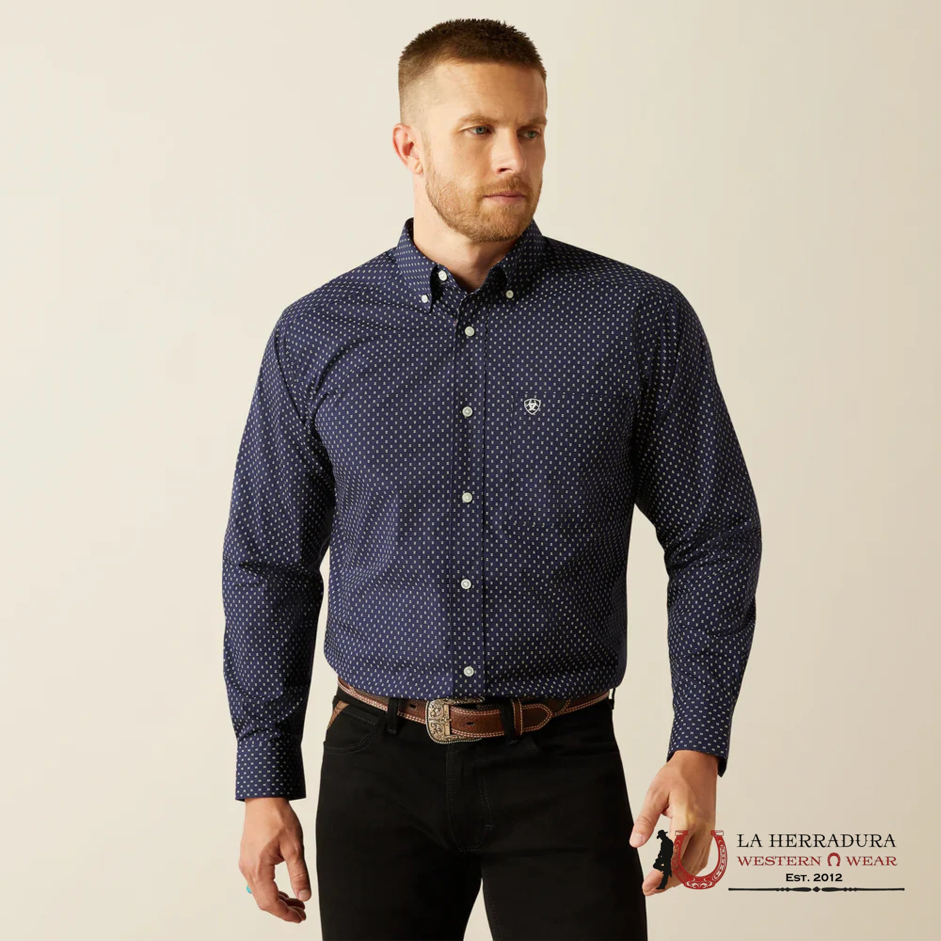 ARIAT CARMINE LONG SLEEVE SHIRT NAVY CLASSIC FIT - 4672 ROPA HOMBRES