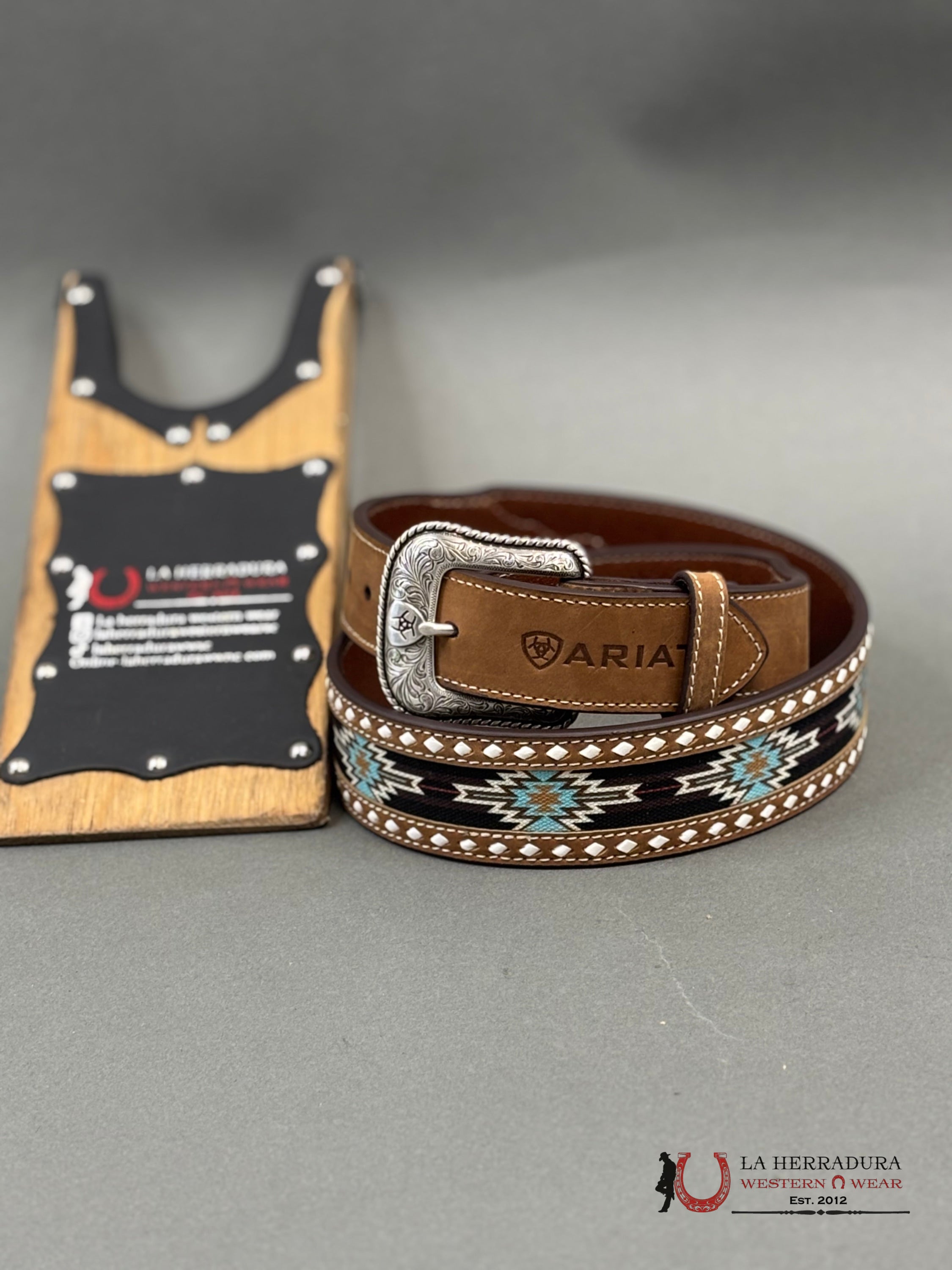 Ariat Cinturón Tan Multi Brown Aztec Cinturones Hombres