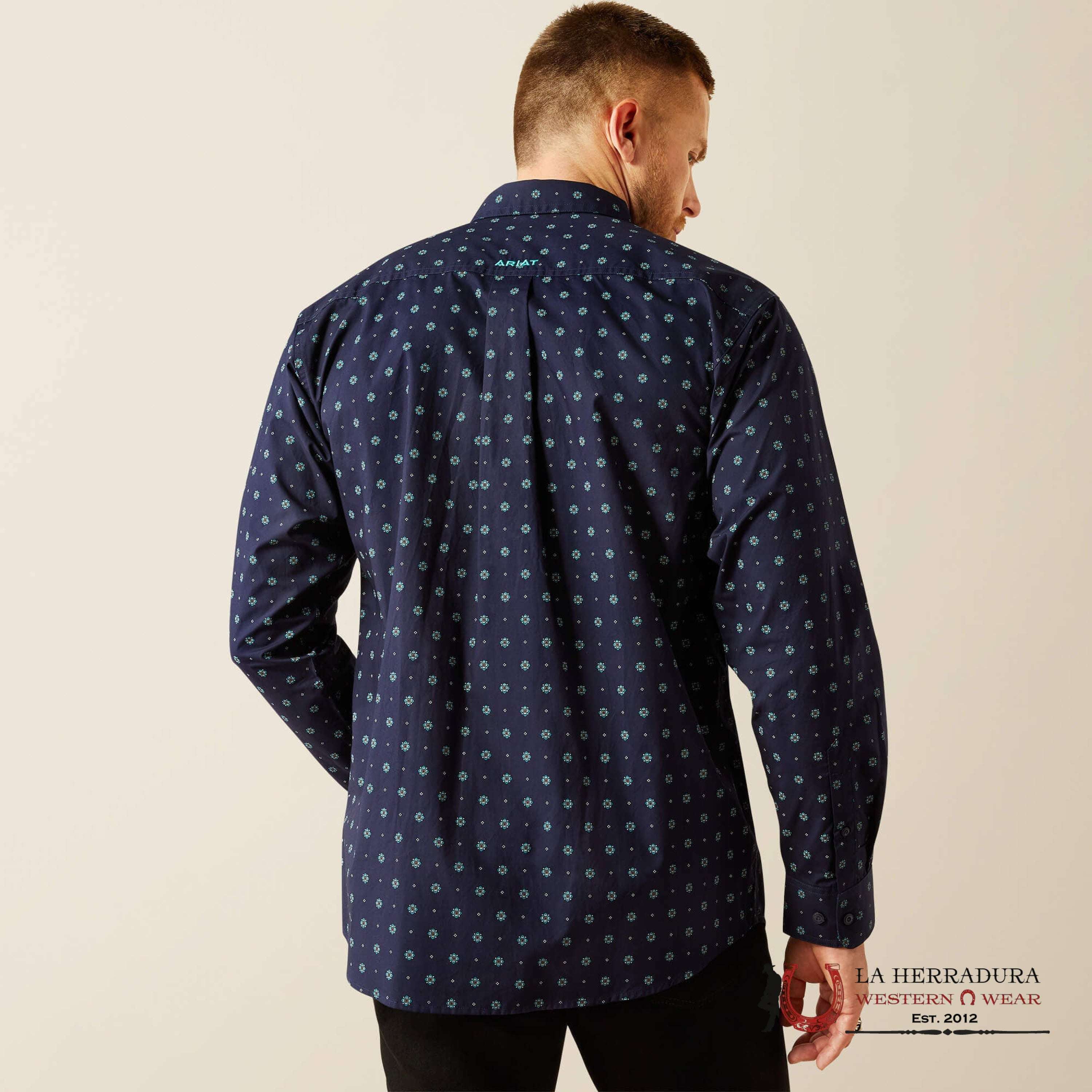 Ariat Classic Fit Jacobi Long Sleeve Shirt Navy - 4695 Ropa Hombres