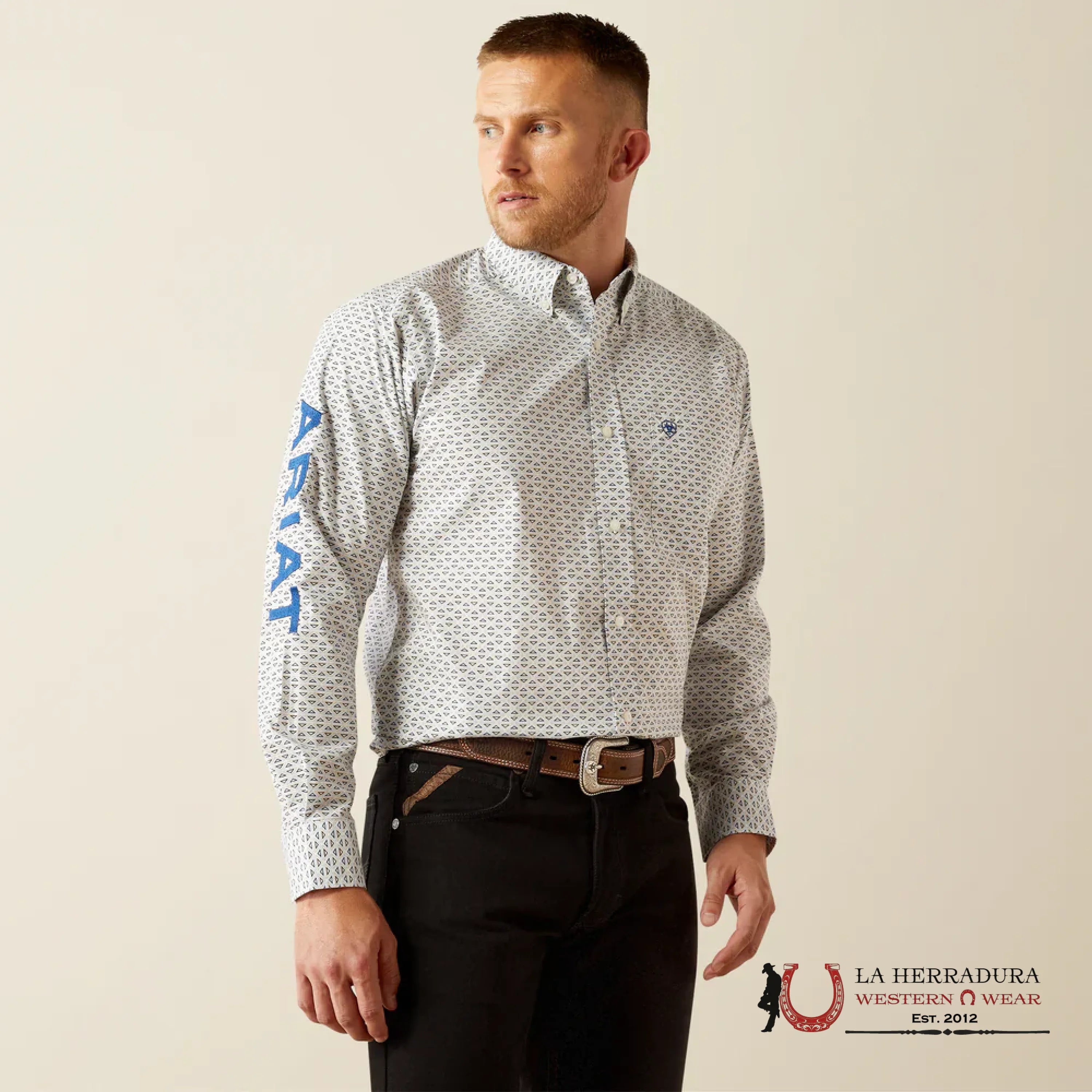 ARIAT CLASSIC FIT LONG SLEEVE MENS SHIRT TEAM DREW BLUE/NAVY - 4667 ROPA HOMBRES