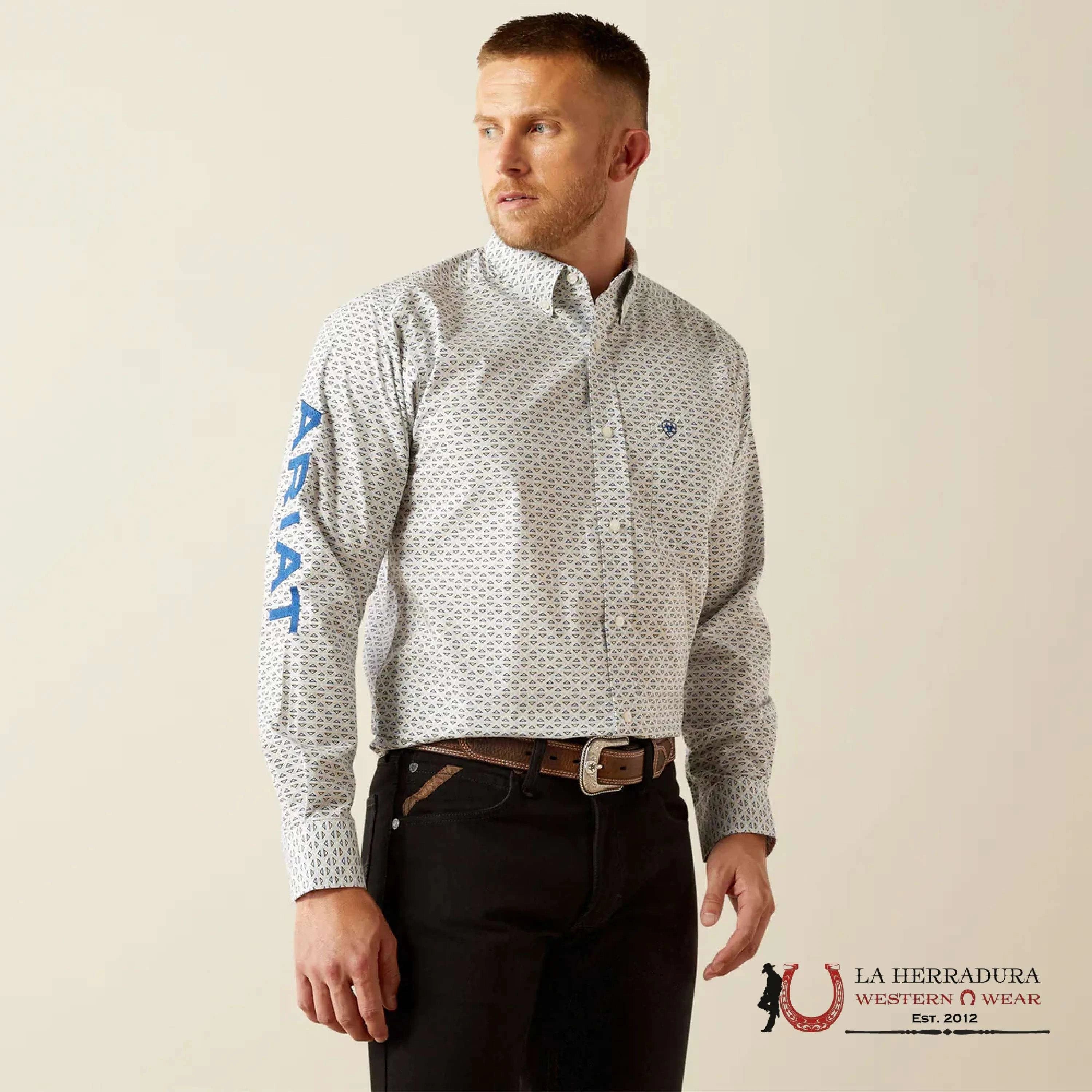 ARIAT CLASSIC FIT LONG SLEEVE MENS SHIRT TEAM DREW BLUE/NAVY - 4667 ROPA HOMBRES