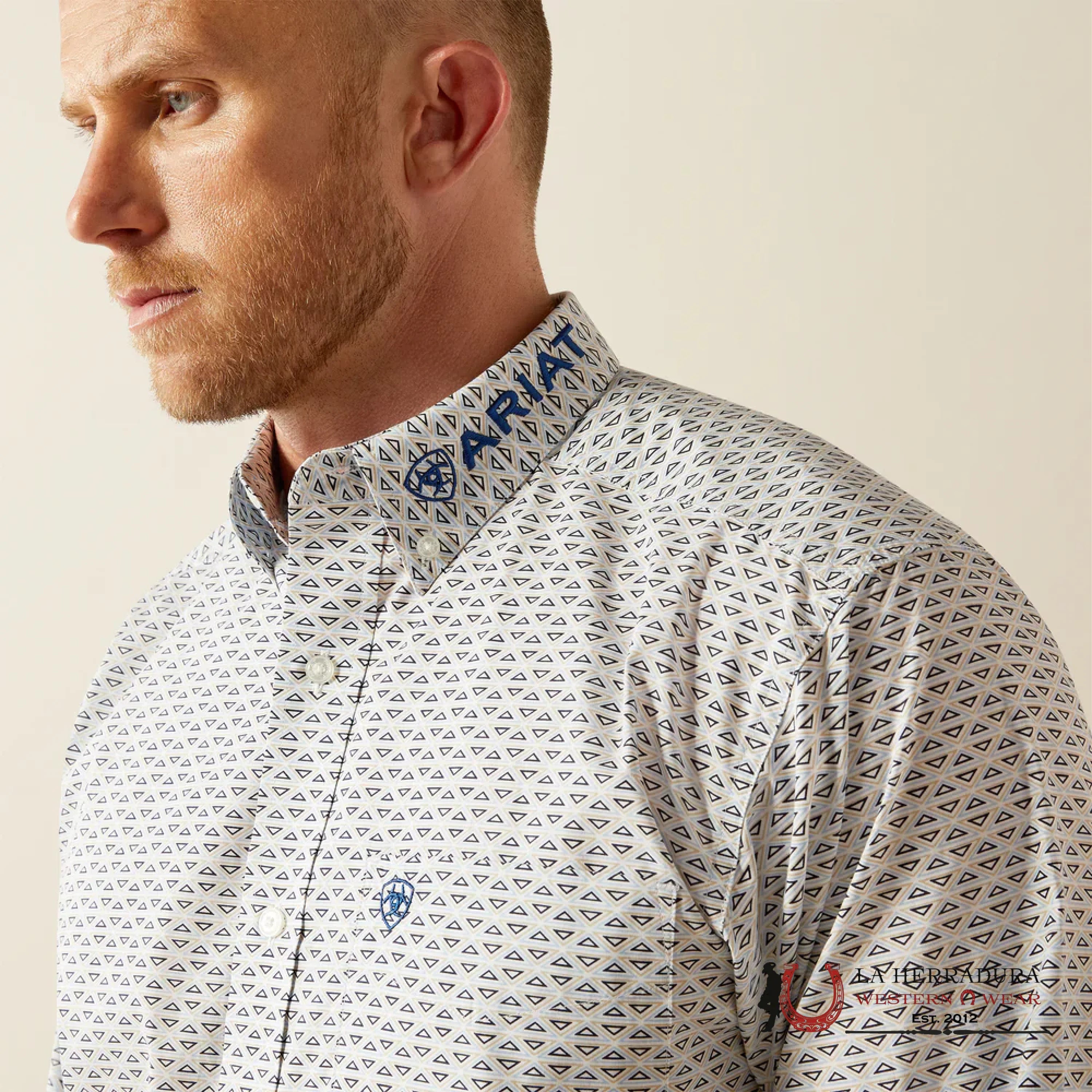 ARIAT CLASSIC FIT LONG SLEEVE MENS SHIRT TEAM DREW BLUE/NAVY - 4667 ROPA HOMBRES