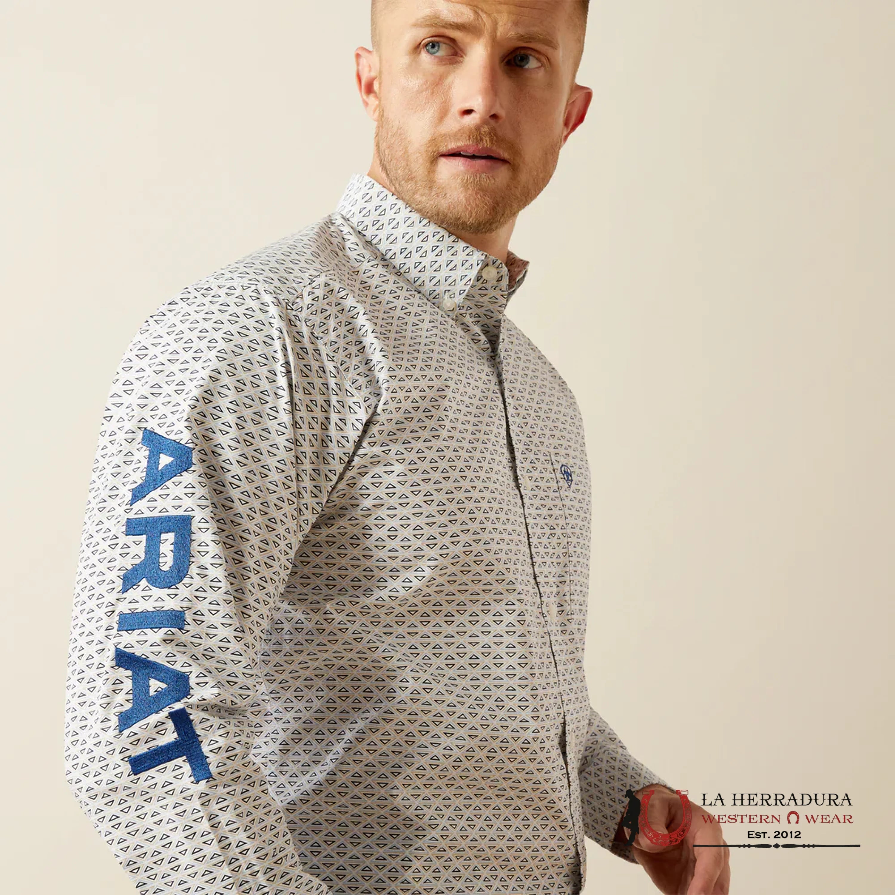 ARIAT CLASSIC FIT LONG SLEEVE MENS SHIRT TEAM DREW BLUE/NAVY - 4667 ROPA HOMBRES