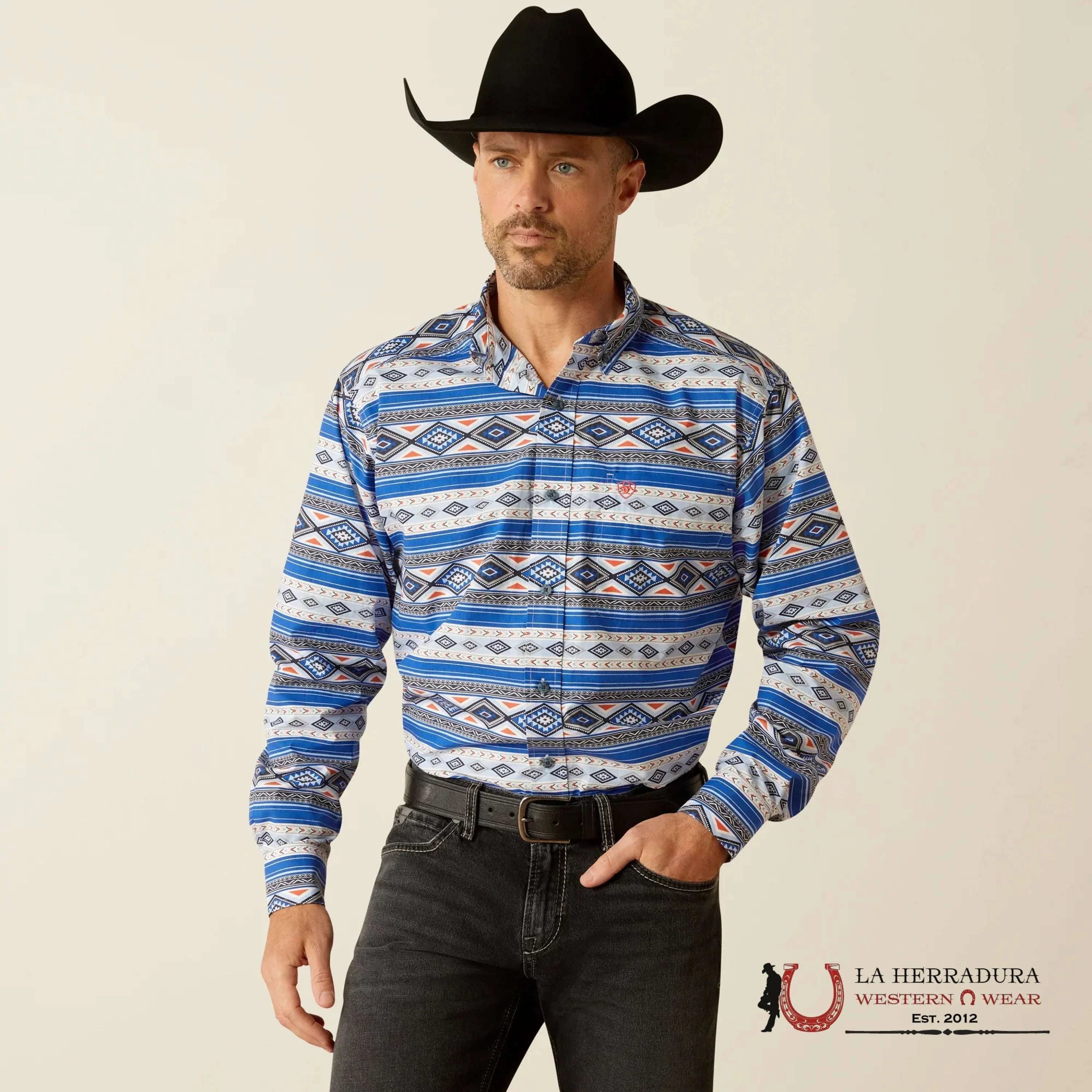Ariat Classic Ryder Royal Blue Long Sleeve Shirt Ropa Hombres