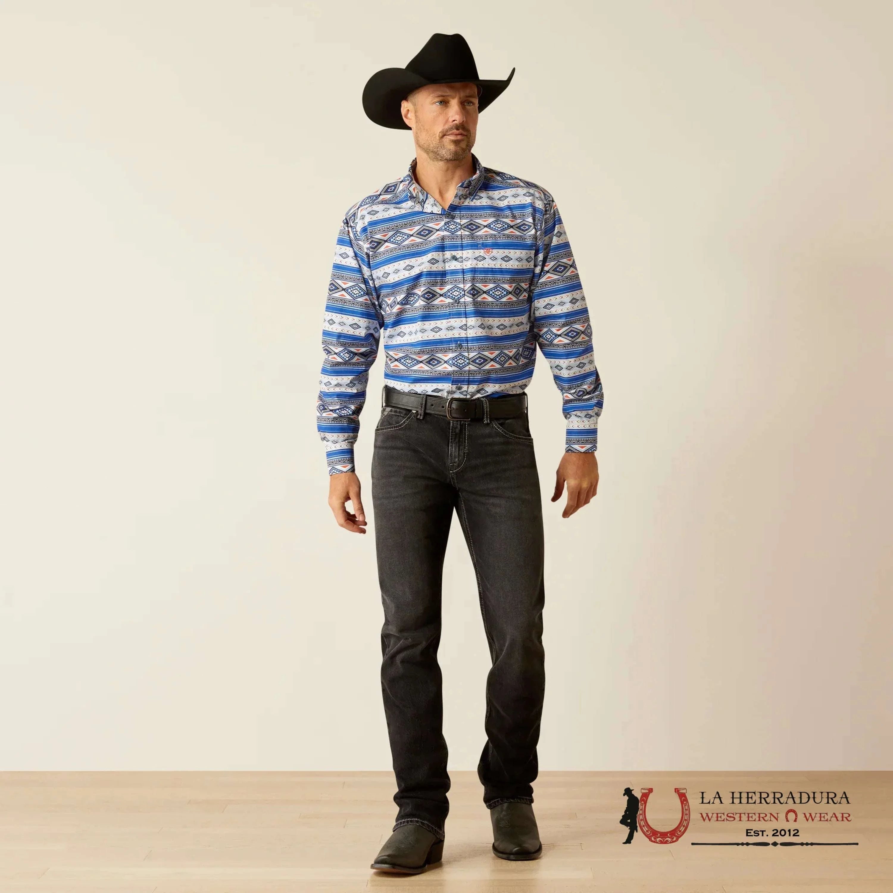 Ariat Classic Ryder Royal Blue Long Sleeve Shirt Ropa Hombres