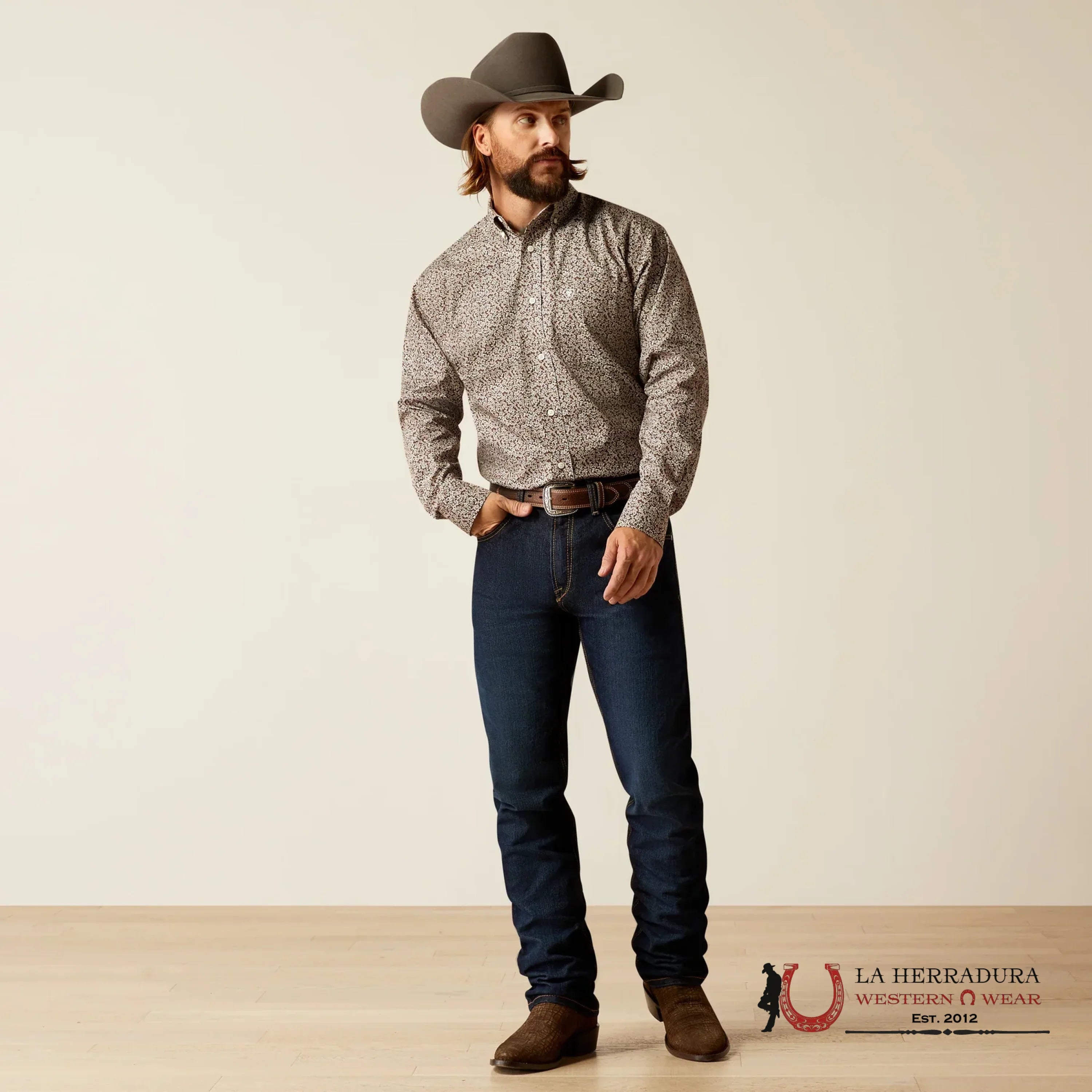 Ariat Classic Wt Gerard Brown Long Sleeve Shirt-2376 Ropa Hombres