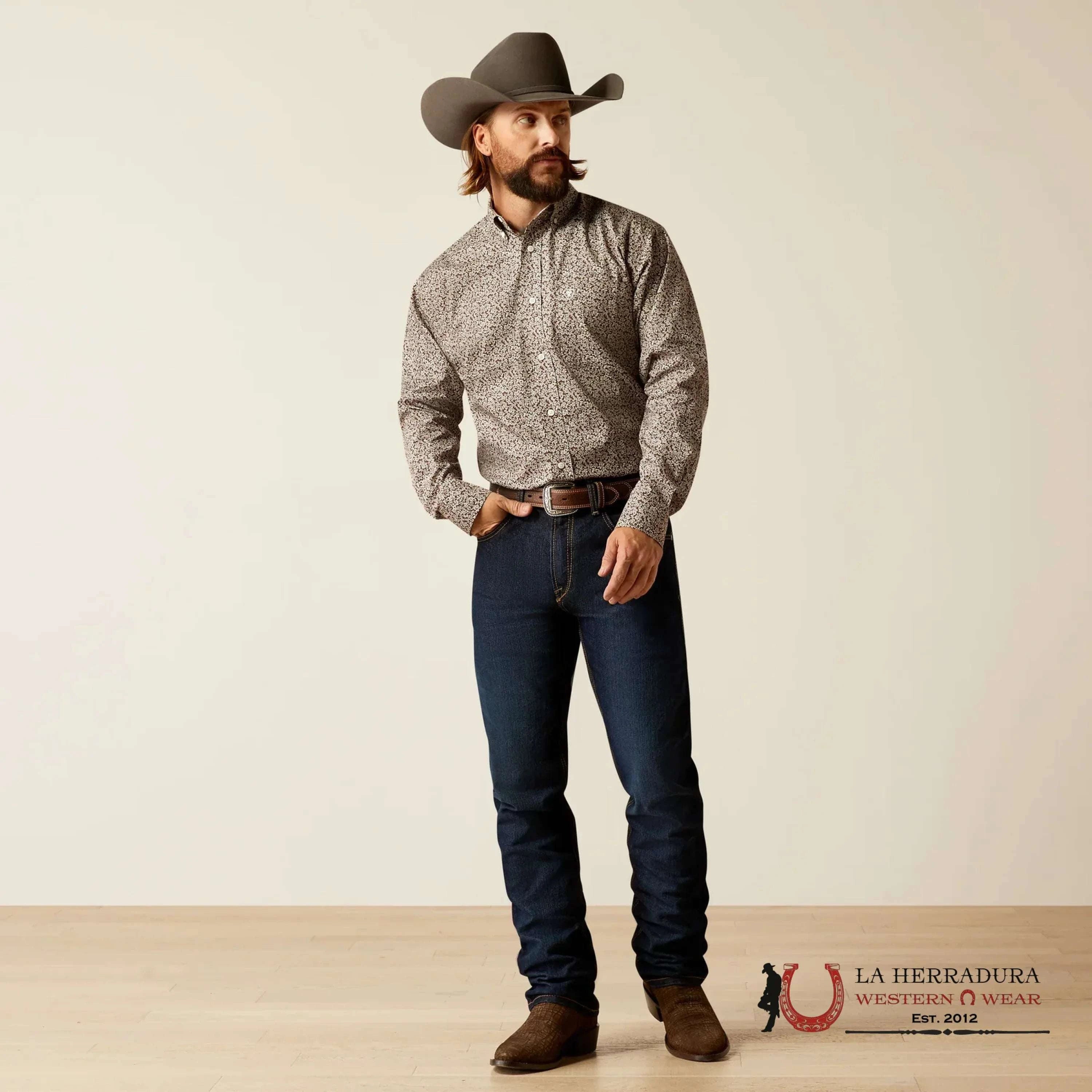 Ariat Classic Wt Gerard Brown Long Sleeve Shirt-2376 Ropa Hombres